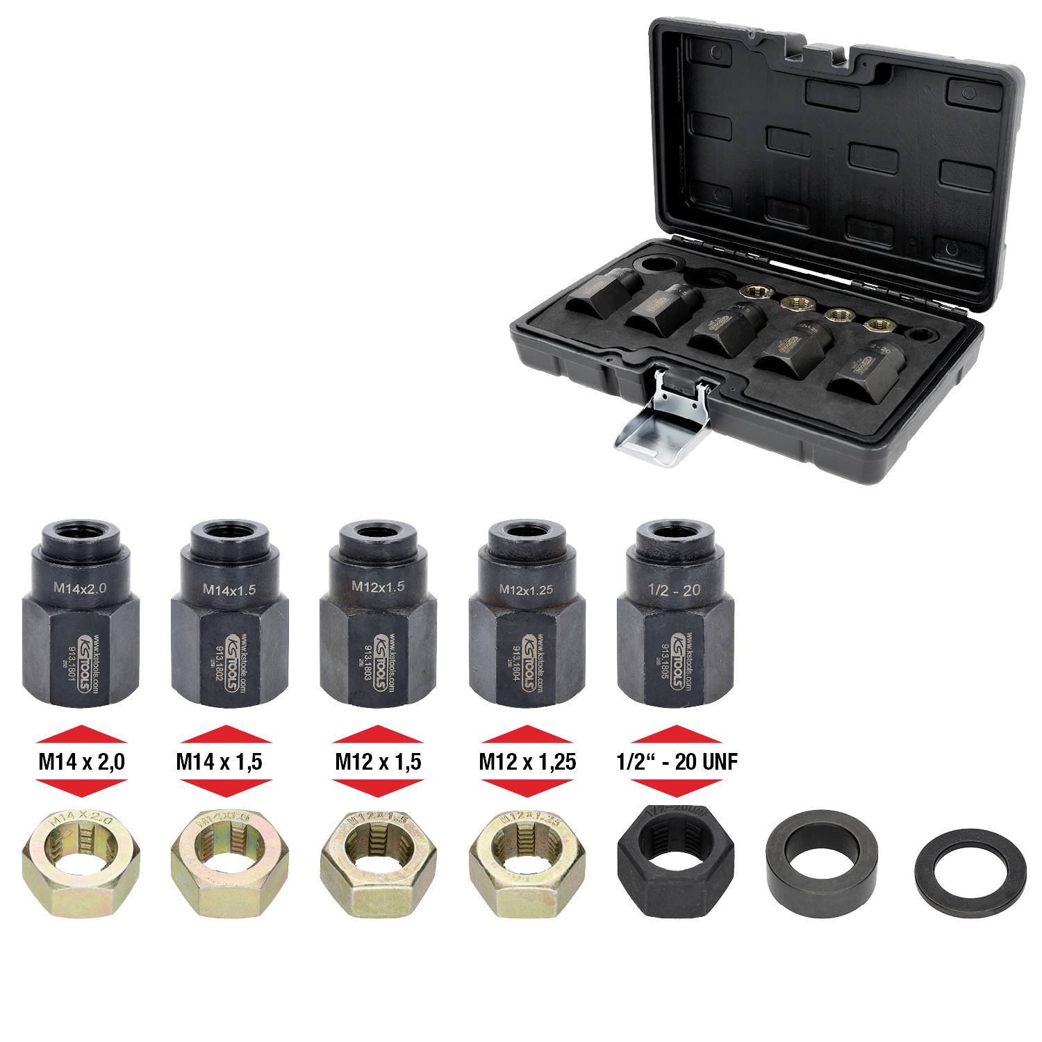 KS Tools 913.1800 Stehbolzen-Einbau-Werkzeug-Satz, 12-tlg