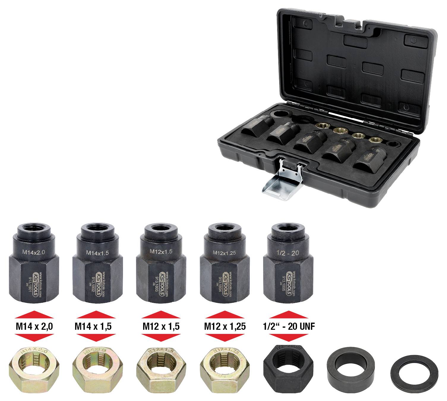 KS Tools 913.1800 Stehbolzen-Einbau-Werkzeug-Satz, 12-tlg