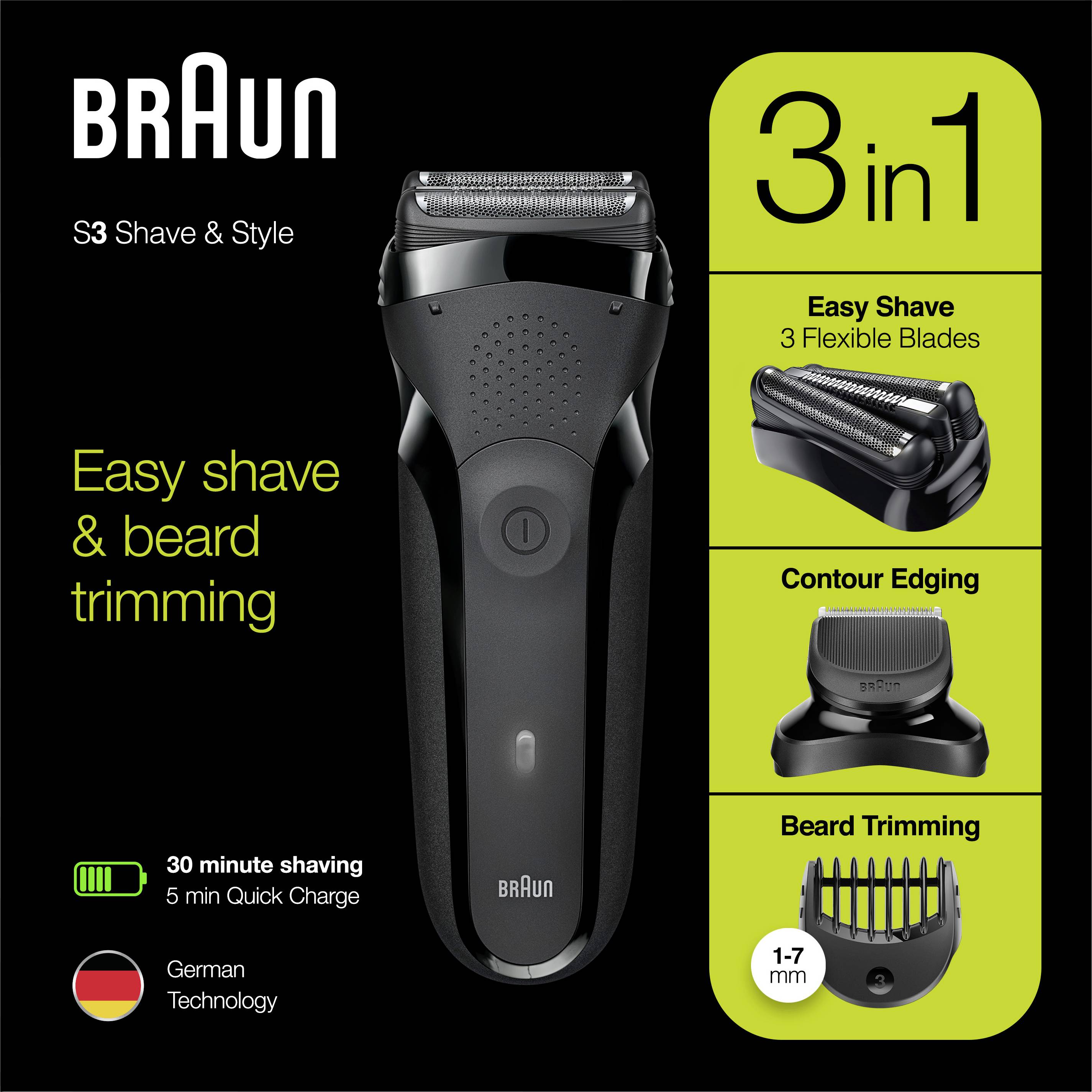 Braun 300BT Rasierer Herren Bartschneider, Rasierer Schwarz