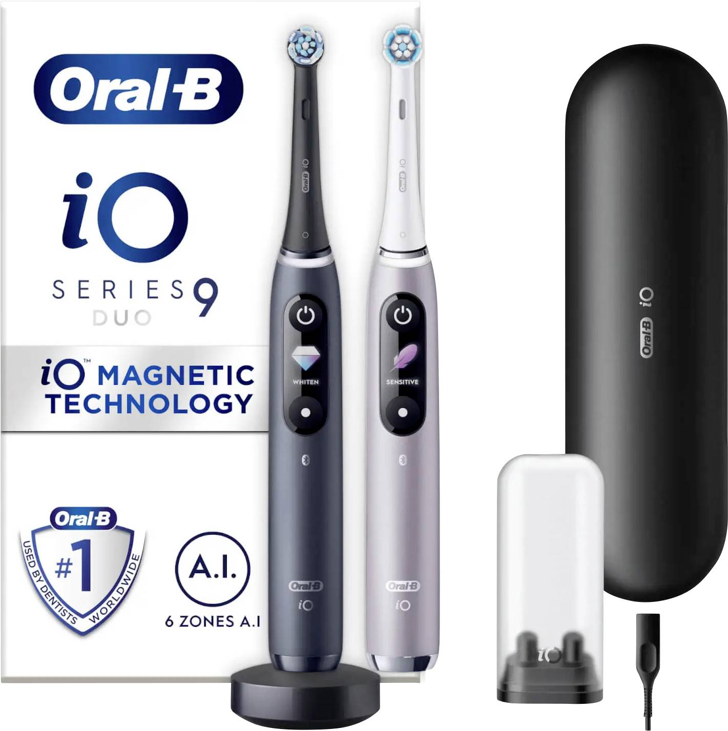 Braun Oral-B iO Series 9 mit 2. Handstüc 4210201449058 Elektrische Zahnbürste Schwarz, Rose