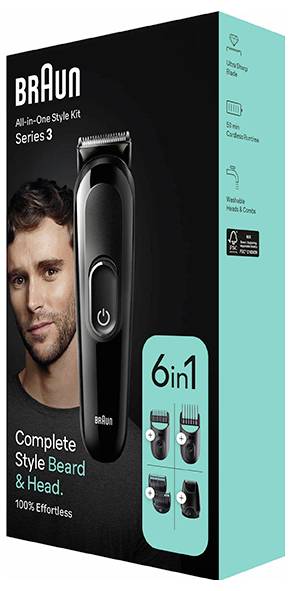 Braun All-in-One Style Kit, Series 3 - Styling-Set für Bart und Kopf mit vielseitigen Aufsätzen, perfekt für moderne Männer zur individuellen Haarstyling und Pflege.