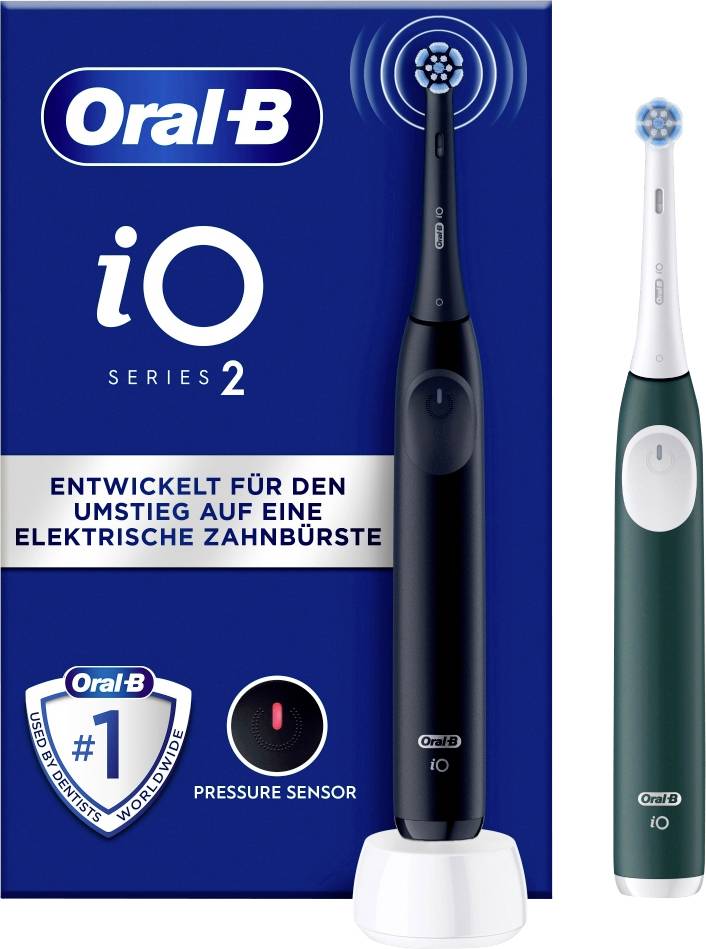Braun Oral-B iO Series 2 Duo Night Black 62418 Elektrische Zahnbürste Schwarz, Grün