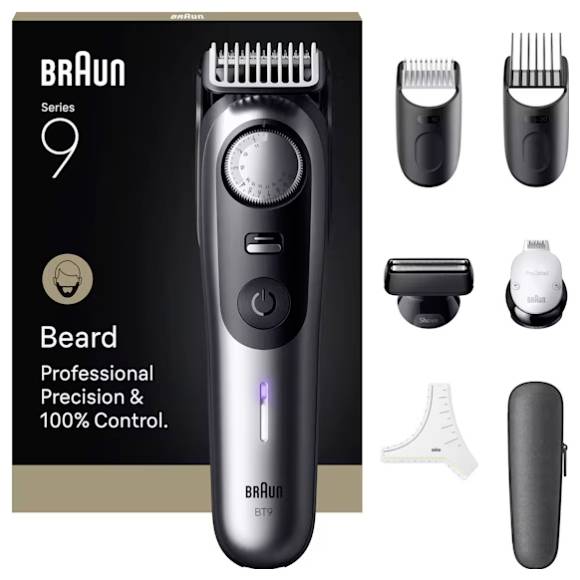 Braun Braun Series 9 Beard Trimmer BT9520 Bartschneider, Präzisions Trimmer Schwarz, Grau