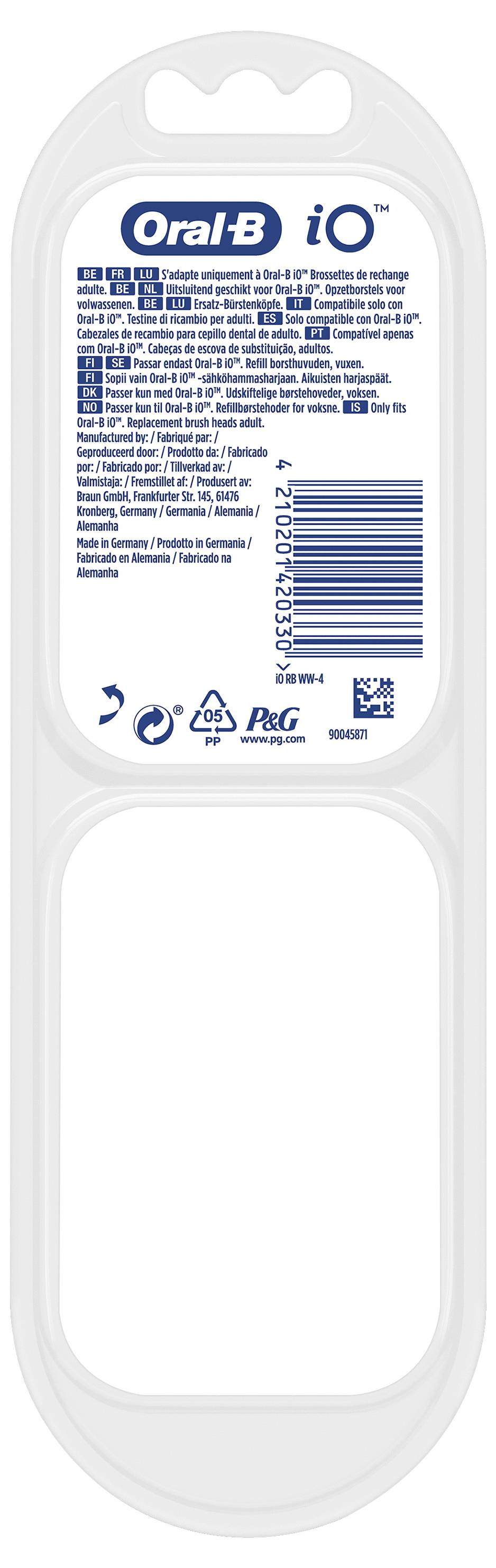Braun Oral-B iO RB WW-4 Radiant White 4e Aufsteckbürsten für elektrische Zahnbürste, Ersatzbürsten 1 St. Weiß