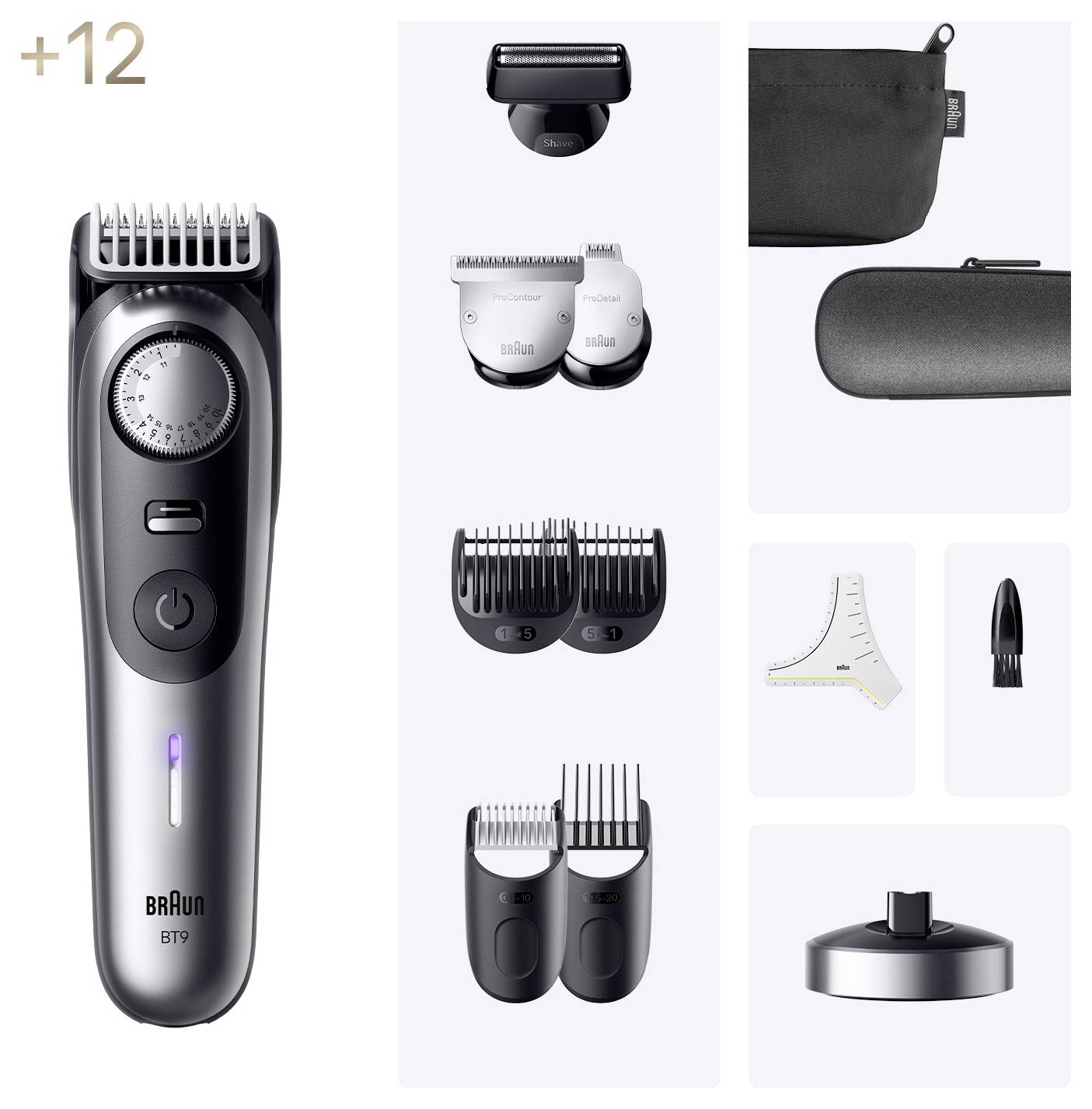 Braun BT9560 Beardtrimmer Series 9 Bartschneider, Präzisions Trimmer abwaschbar Schwarz, Silber