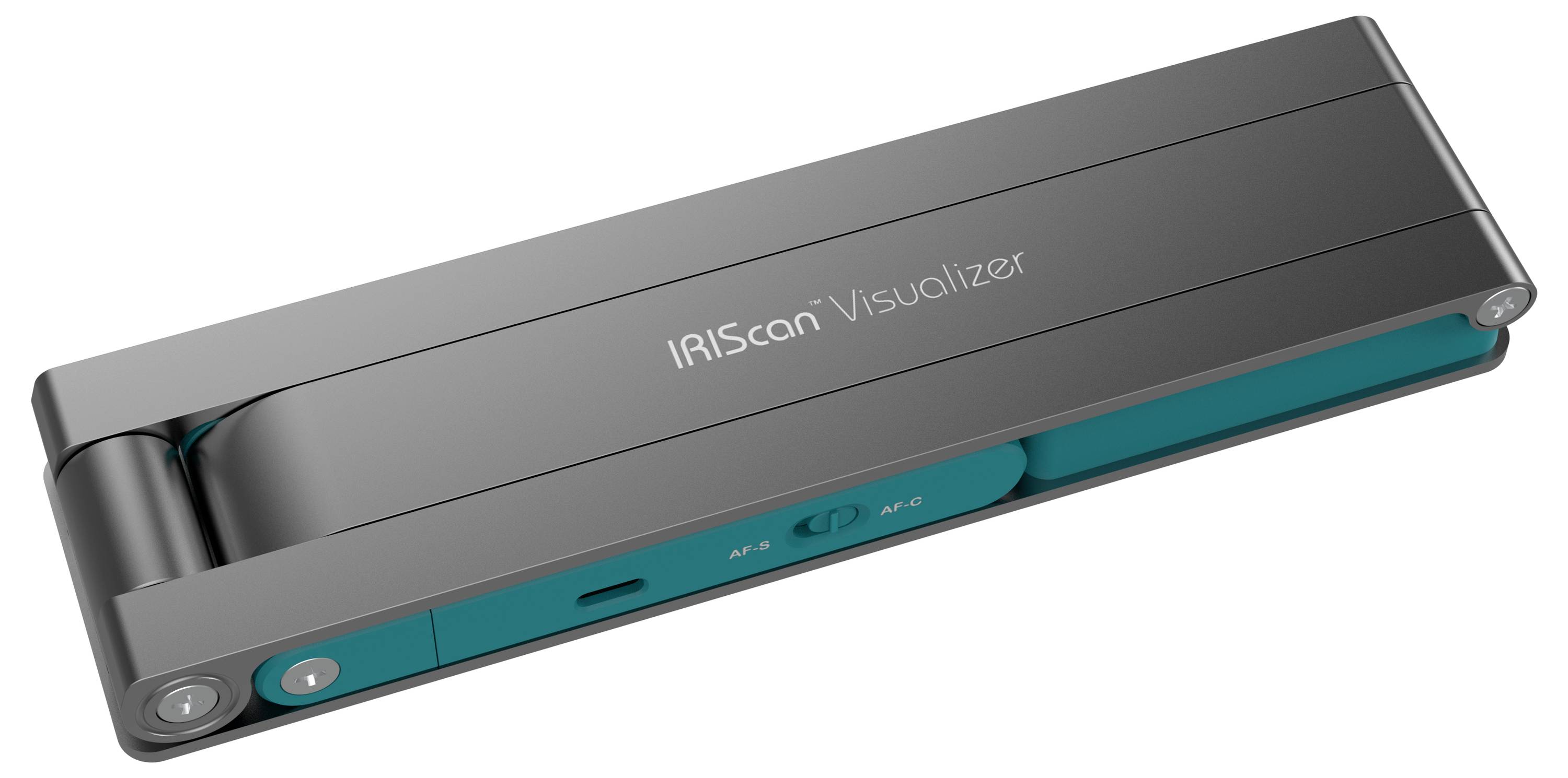 Tragbarer Dokumentenscanner in elegantem Grauton mit dem Schriftzug 