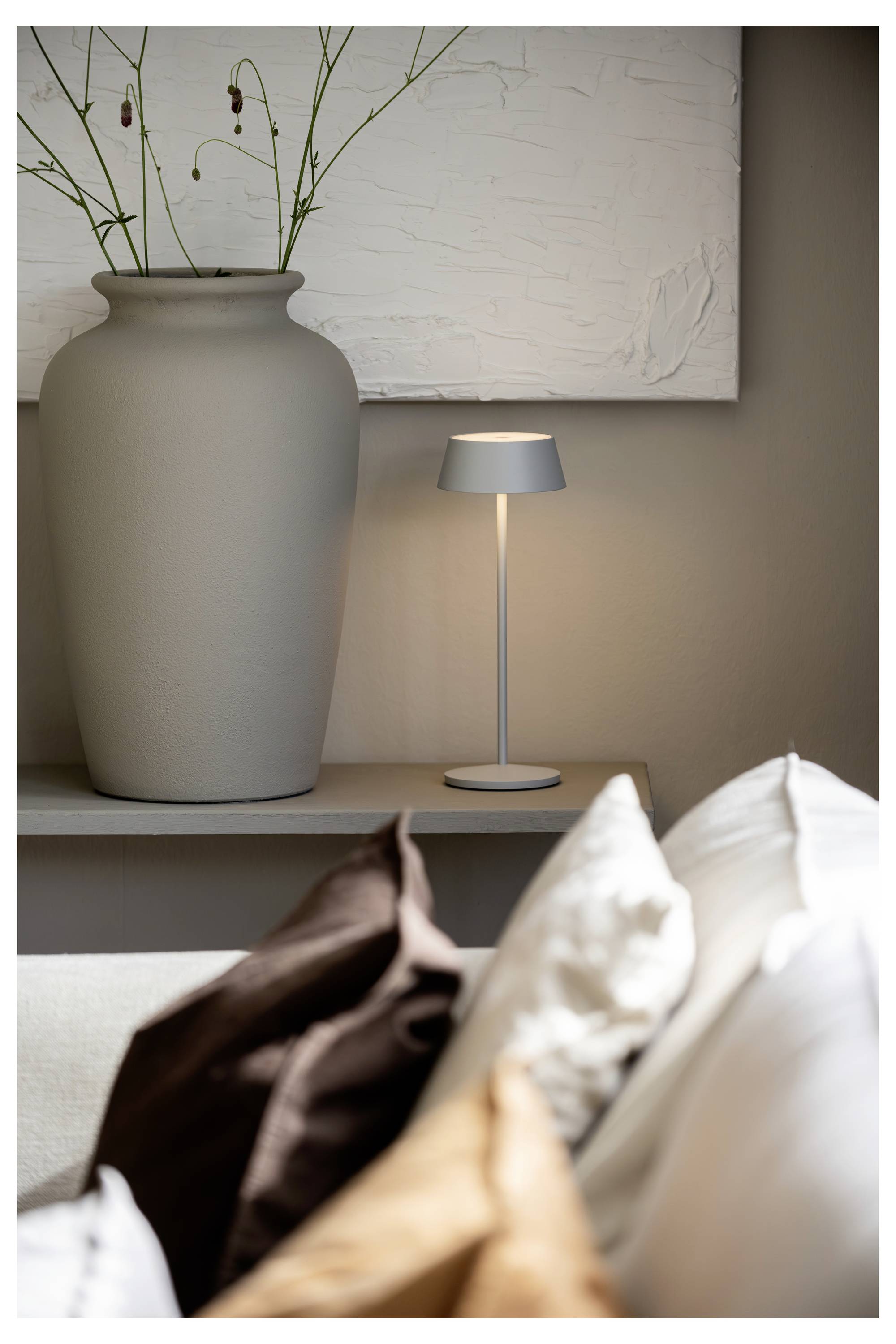 Konstsmide 7839-300 Menton LED-Akku-Tischlampe Grau