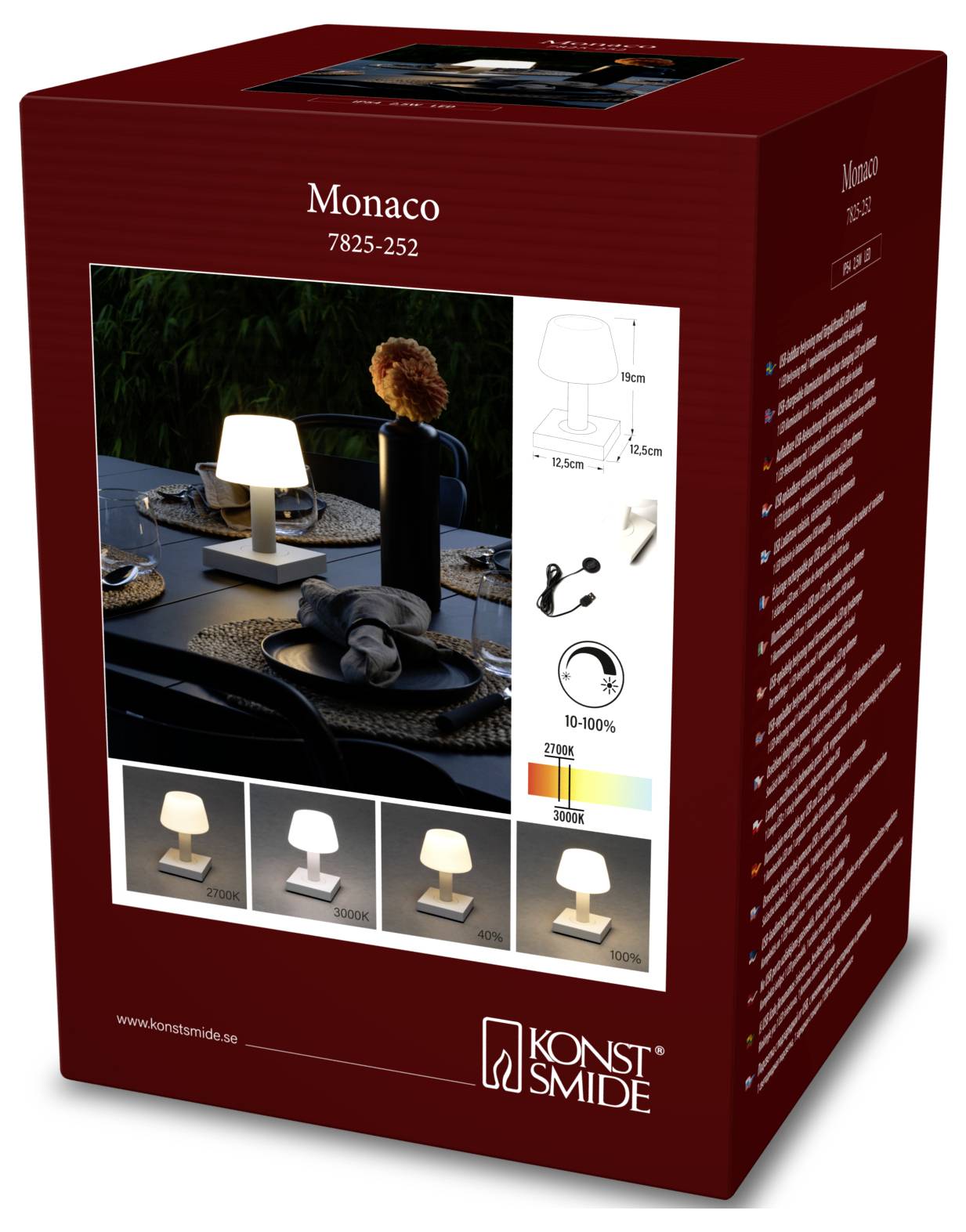 Konstsmide 7825-252 Monaco LED-Akku-Tischlampe Weiß