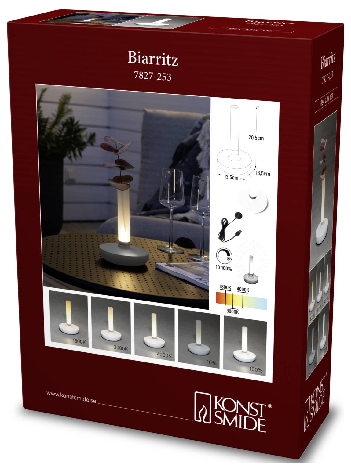 Konstsmide 7827-253 Biarritz LED-Akku-Tischlampe Weiß