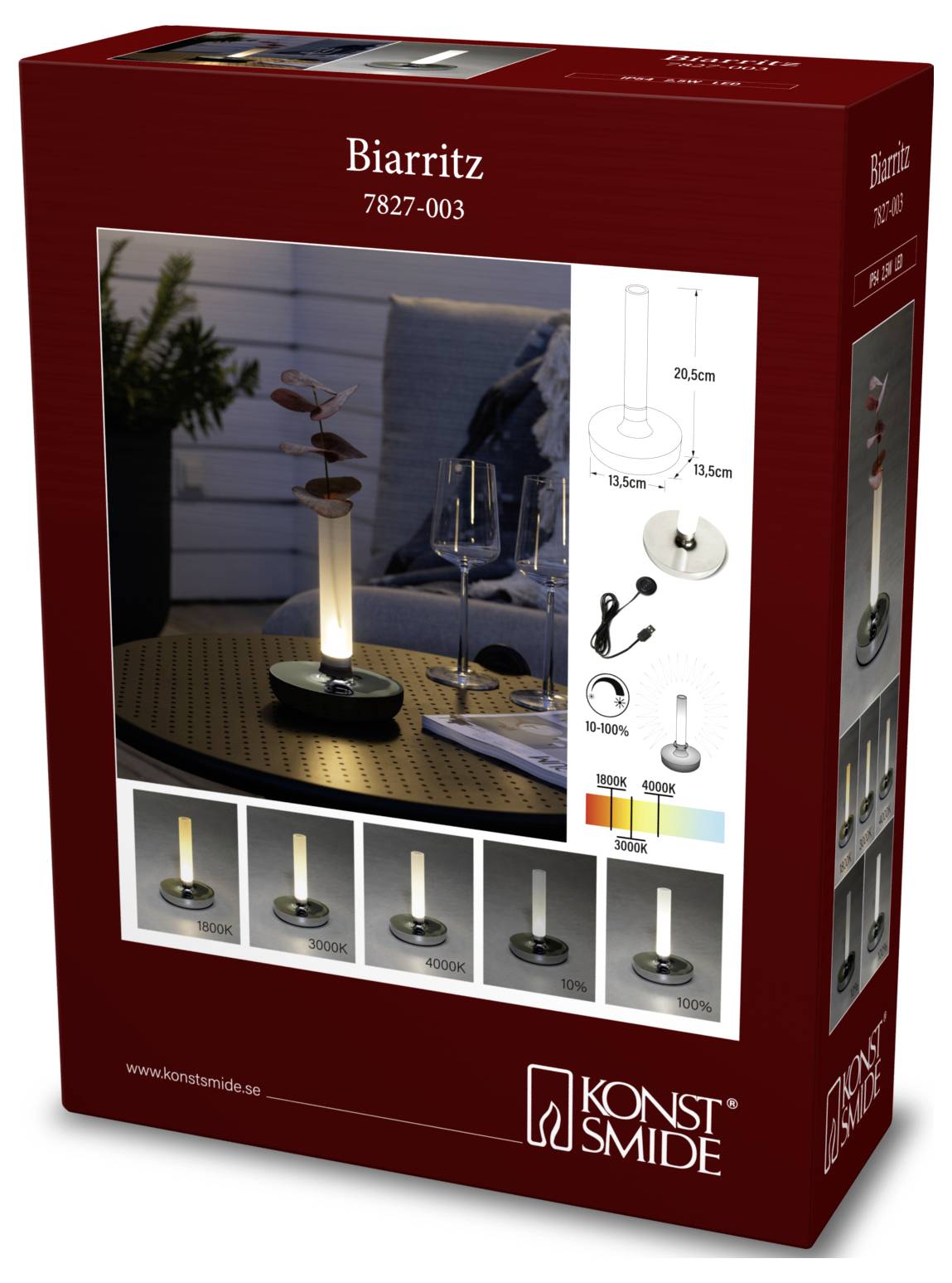 Konstsmide 7827-003 Biarritz LED-Akku-Tischlampe Silber