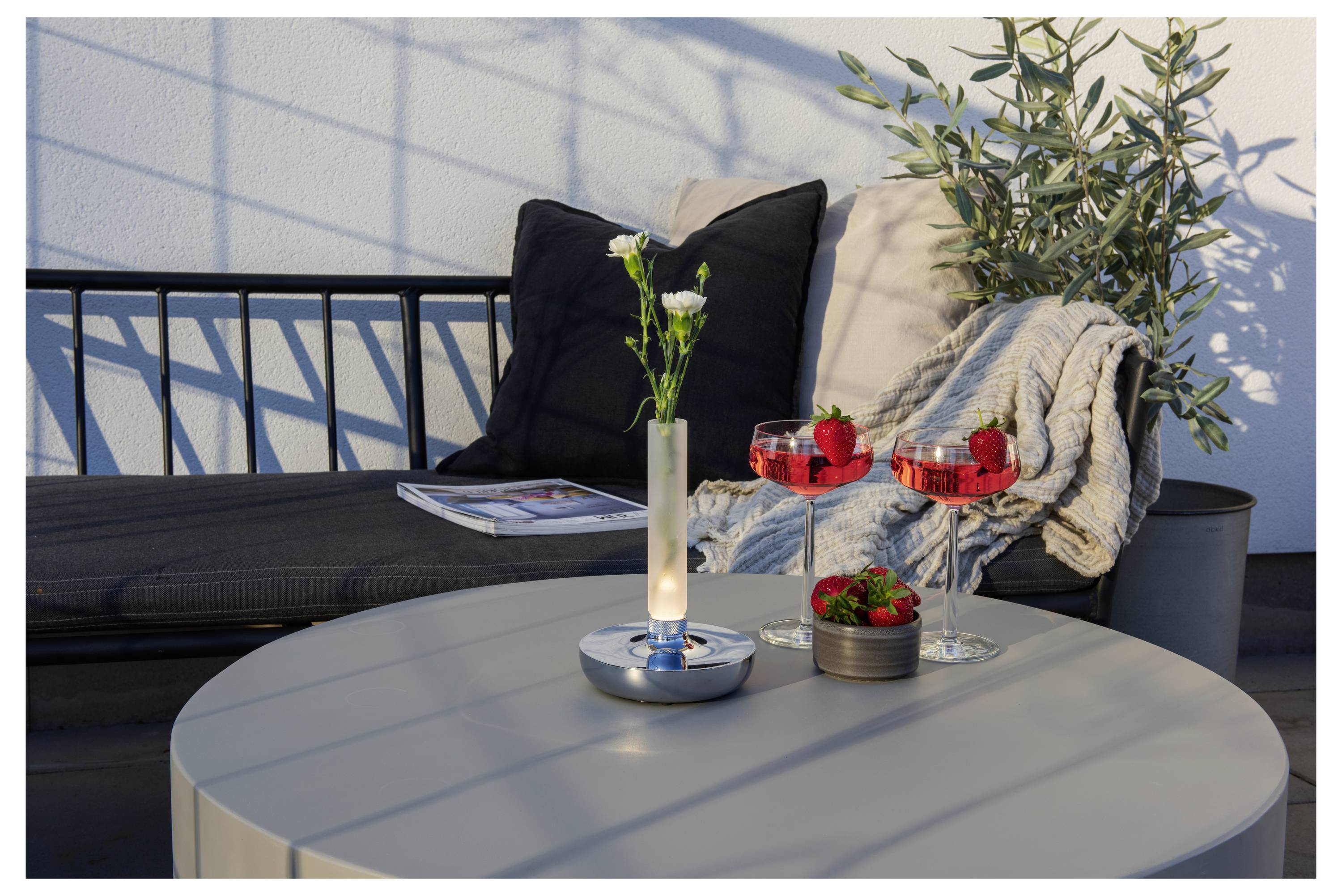 Konstsmide 7827-003 Biarritz LED-Akku-Tischlampe Silber