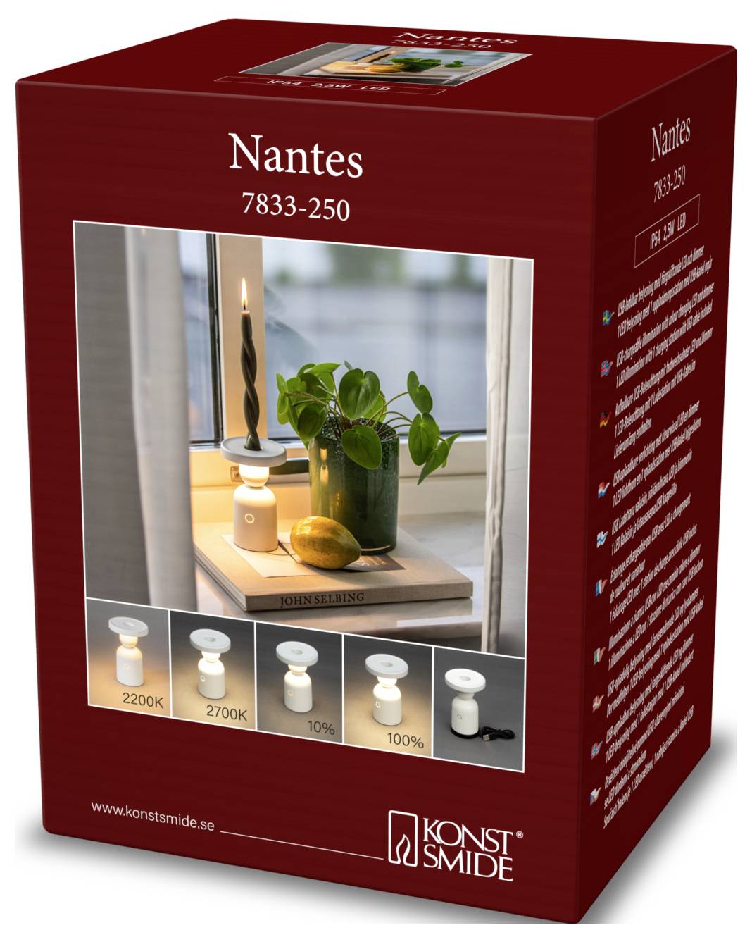 Konstsmide 7833-250 Nantes LED-Akku-Tischlampe Weiß