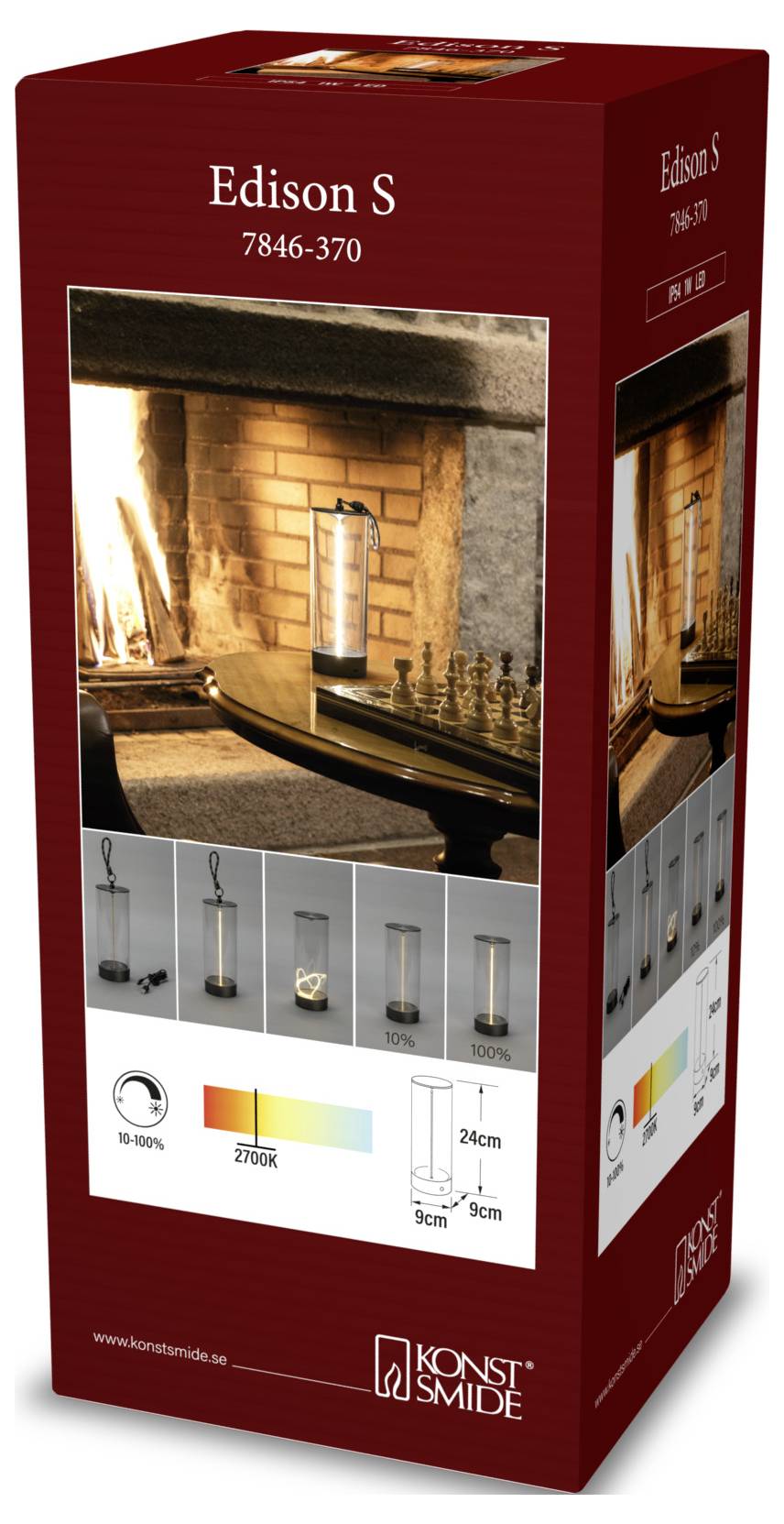 Konstsmide 7846-370 Edison S LED-Akku-Tischlampe Dunkelgrün