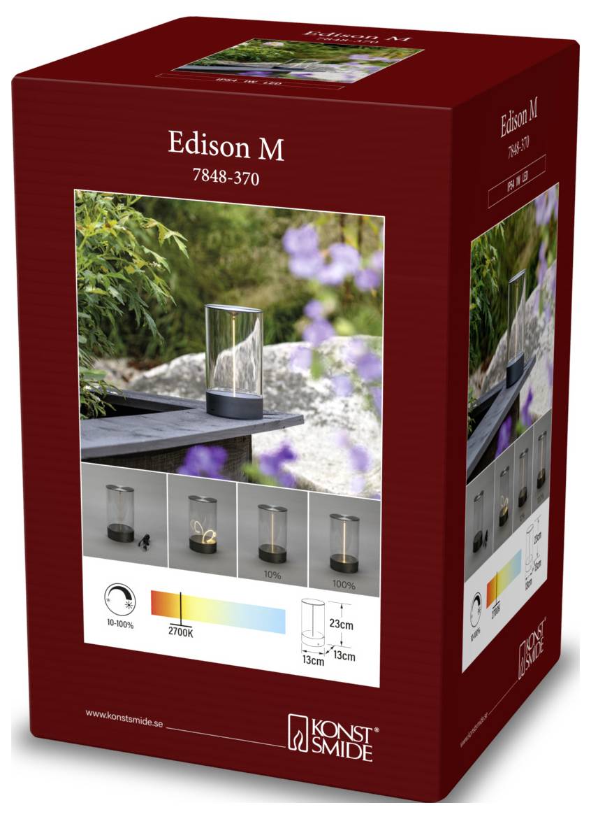 Konstsmide 7848-370 Edison M LED-Akku-Tischlampe Dunkelgrün