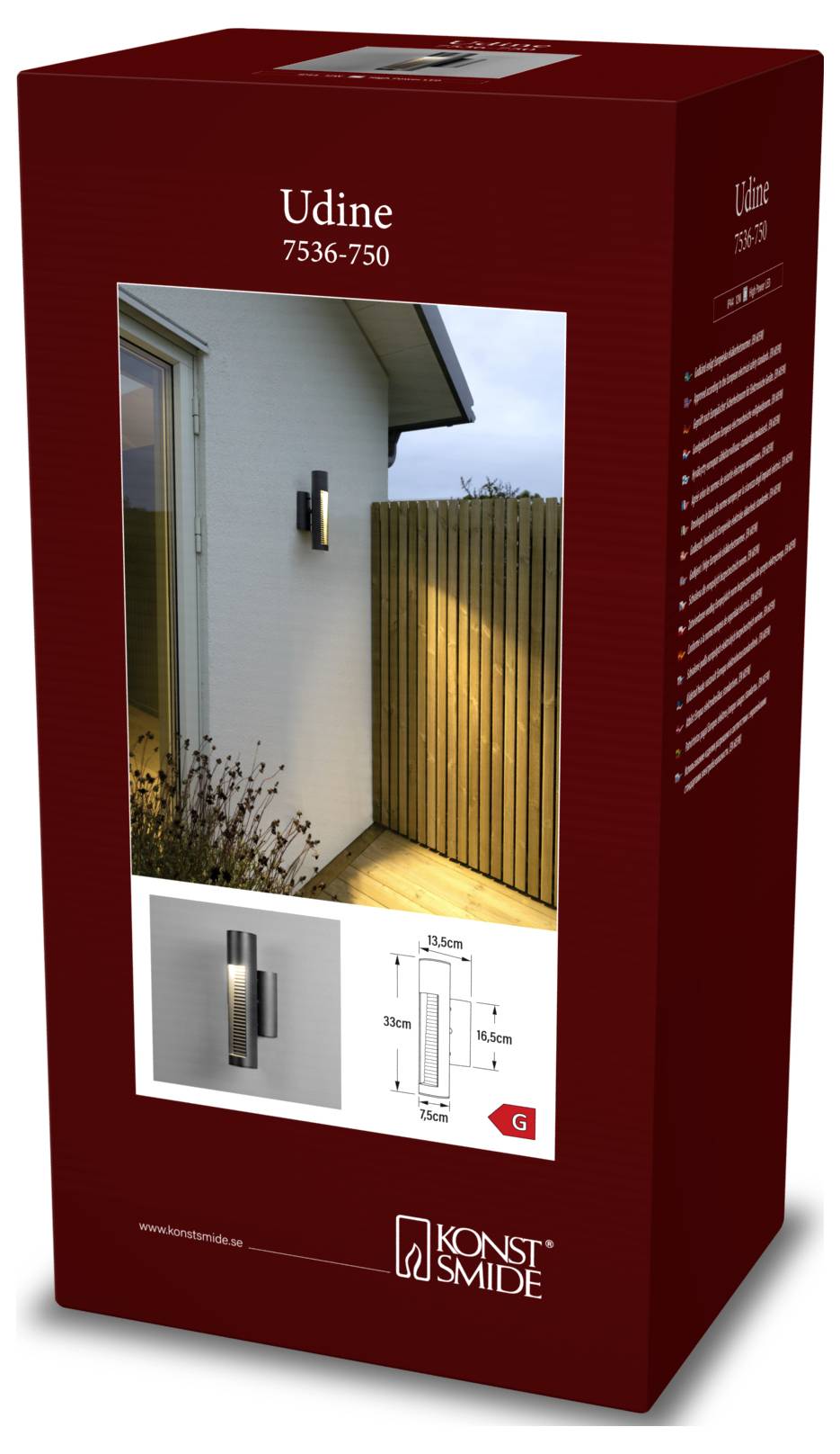 Konstsmide Udine 7536-750 LED-Außenwandleuchte EEK: G (A - G) LED LED 12W Schwarz