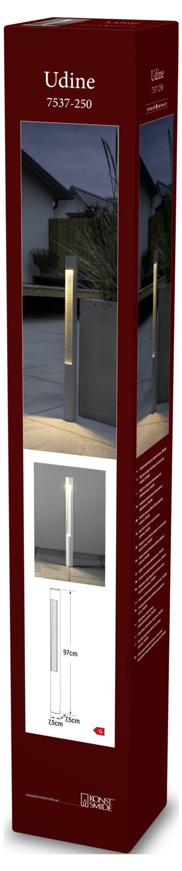 Konstsmide 7537-250 Udine Außenstandleuchte EEK: G (A - G) LED LED 12W Weiß