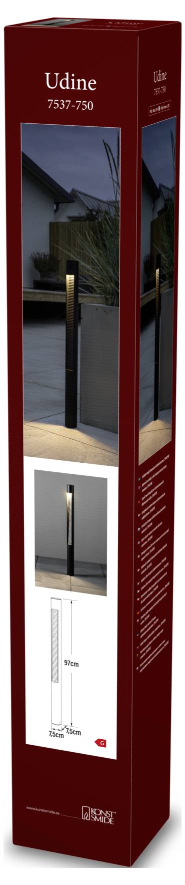 Konstsmide 7537-750 Udine Außenstandleuchte EEK: G (A - G) LED LED 12W Schwarz