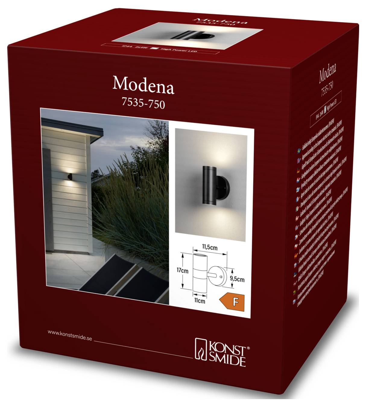 Konstsmide Modena 7535-750 LED-Außenwandleuchte EEK: F (A - G) LED LED 8W Schwarz