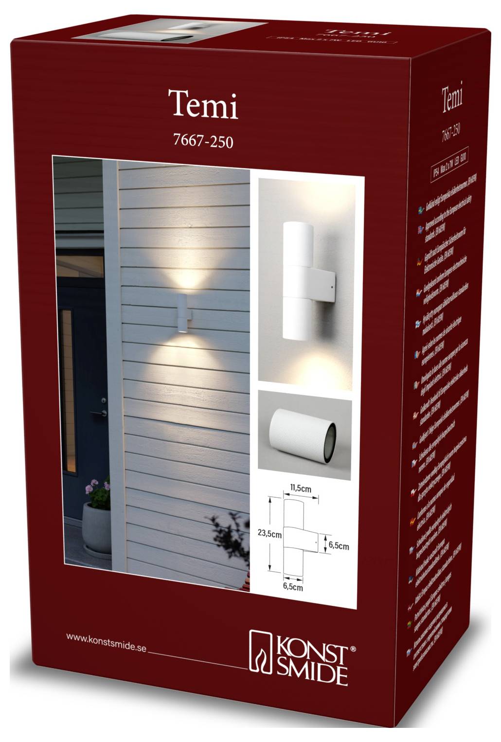 Konstsmide Temi 7667-250 Außenwandleuchte GU10 14W Weiß