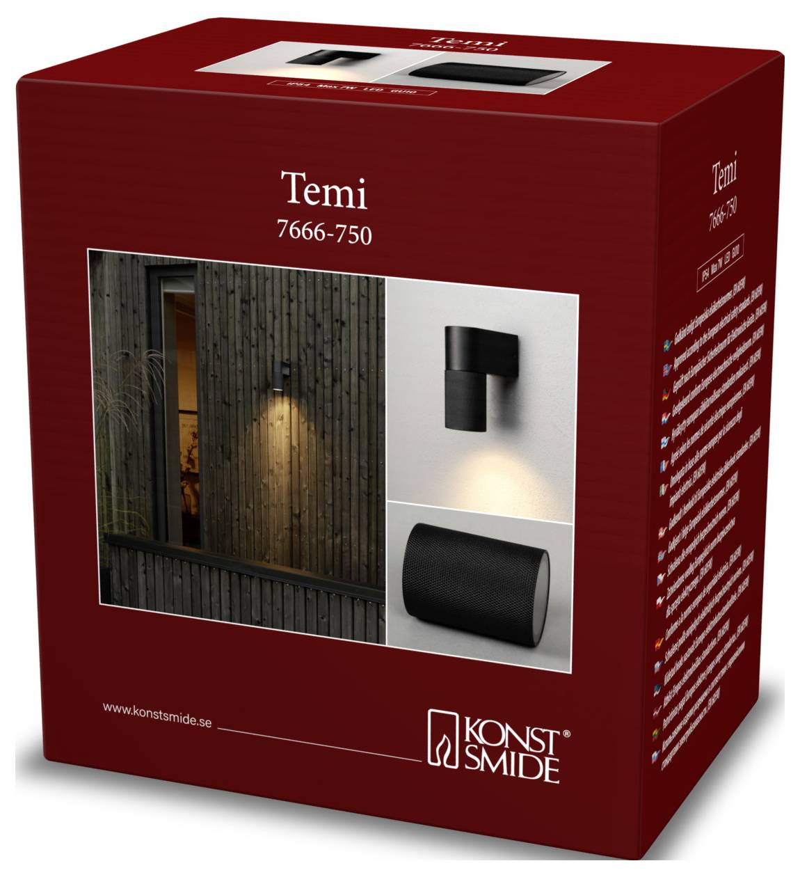 Konstsmide Temi 7666-750 Außenwandleuchte GU10 7W Schwarz