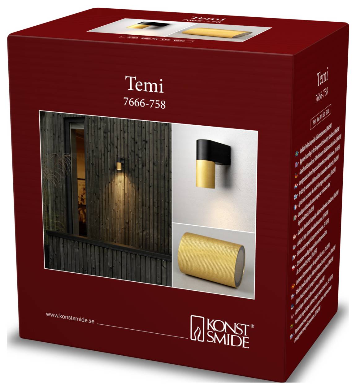 Konstsmide Temi 7666-758 Außenwandleuchte GU10 7W Schwarz/Gold