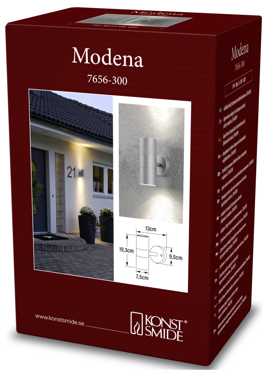 Konstsmide Modena 7656-300 Außenwandleuchte GU10 Grau