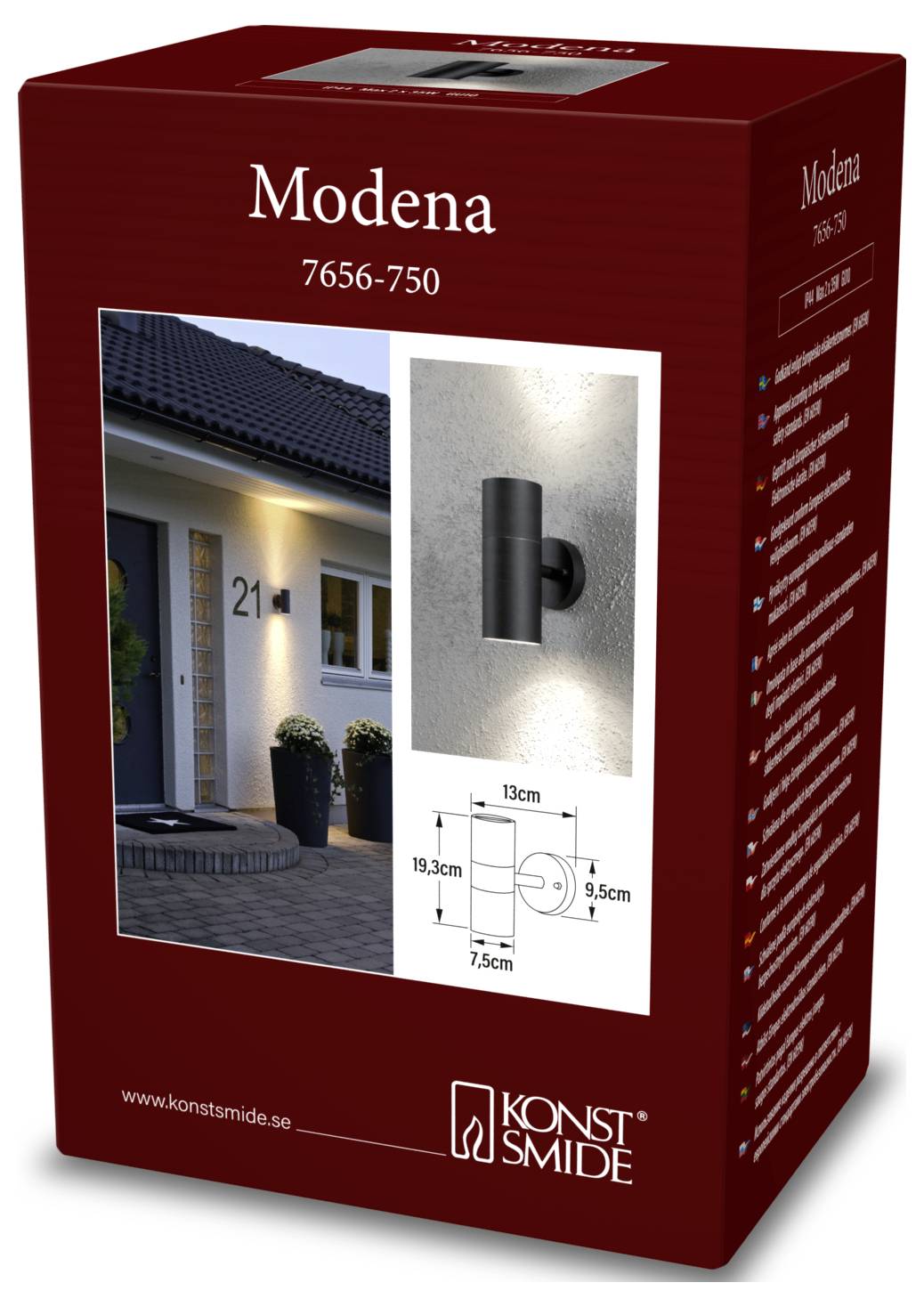 Konstsmide Modena 7656-750 Außenwandleuchte GU10 70W Schwarz