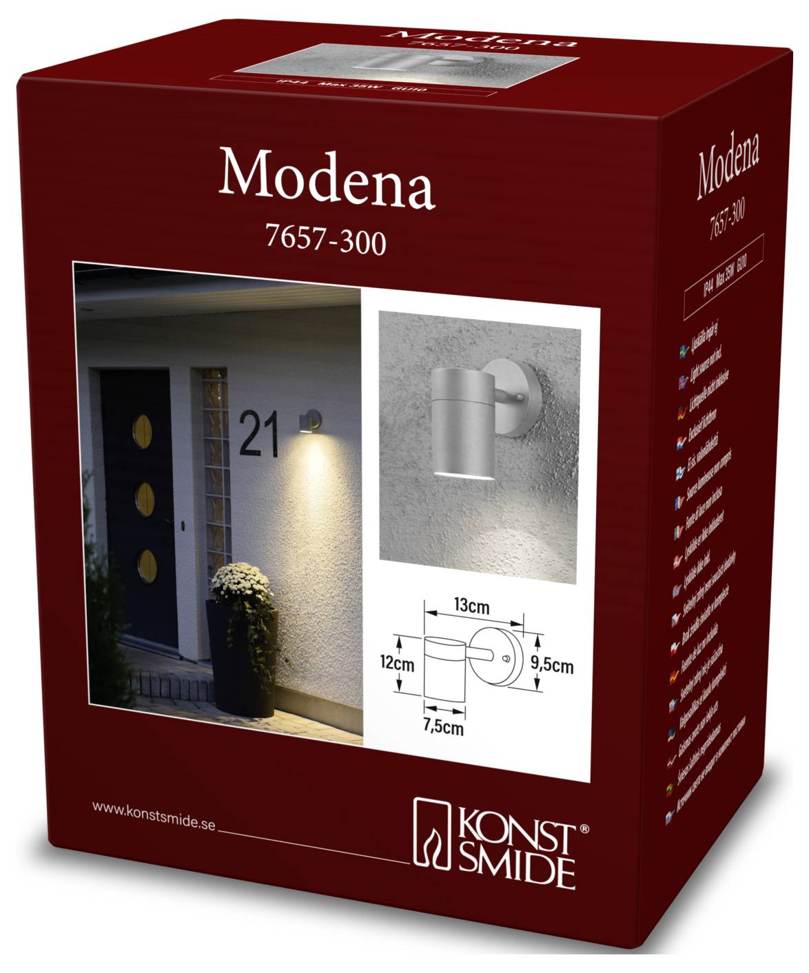 Konstsmide Modena 7657-300 Außenwandleuchte GU10 35W Grau