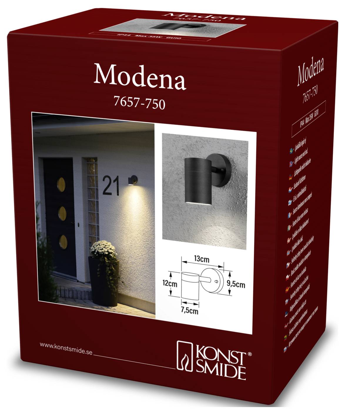 Konstsmide Modena 7657-750 Außenwandleuchte GU10 35W Schwarz