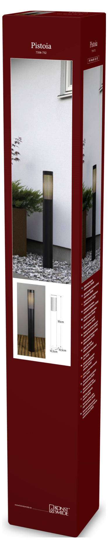 Konstsmide 7358-752 Pistoia Außenstandleuchte E27 15W Schwarz