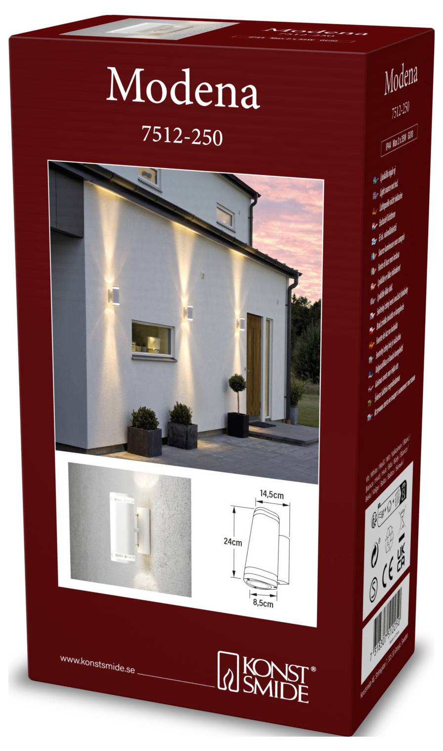 Konstsmide Modena 7512-250 Außenwandleuchte GU10 70W Weiß