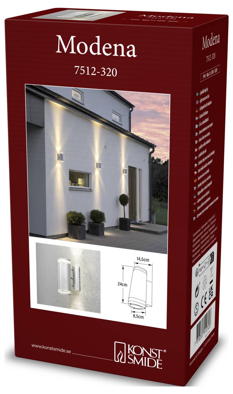 Konstsmide Modena 7512-320 Außenwandleuchte GU10 70W Galvanisiert