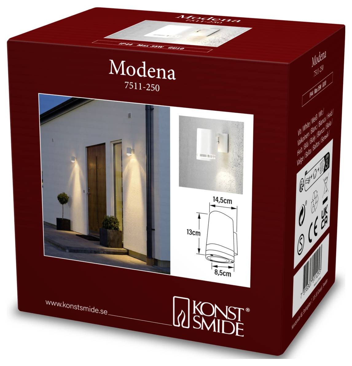 Konstsmide Modena 7511-250 Außenwandleuchte GU10 35W Weiß