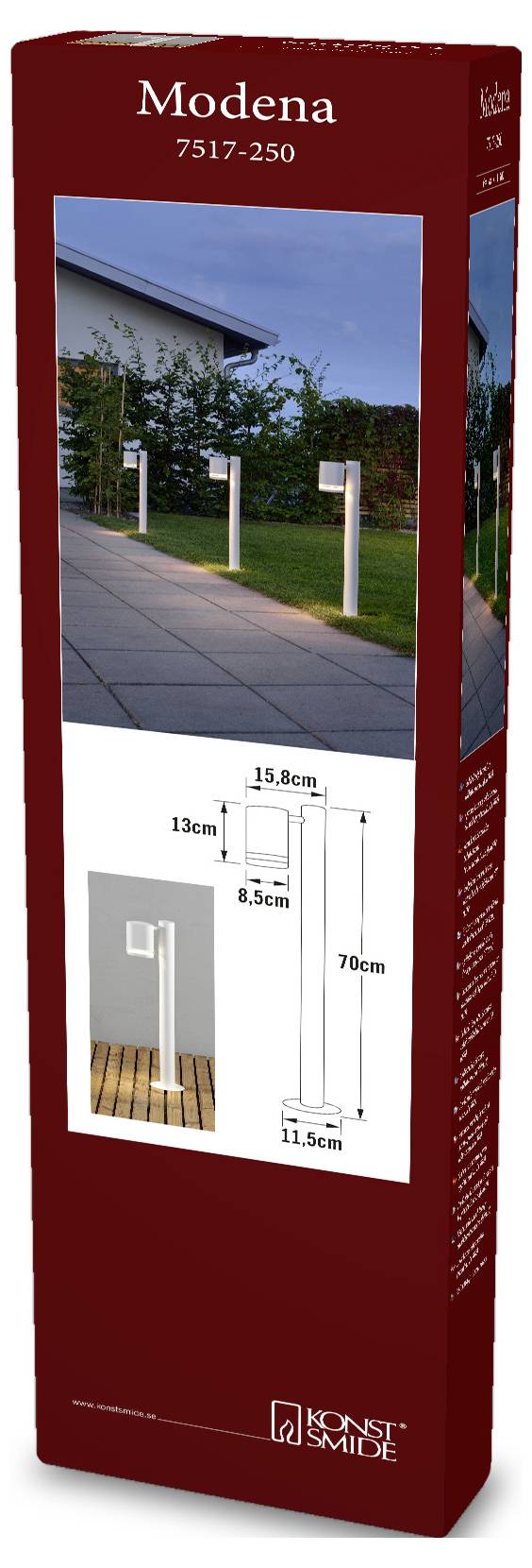 Konstsmide 7517-250 Modena Außenstandleuchte GU10 35W Weiß