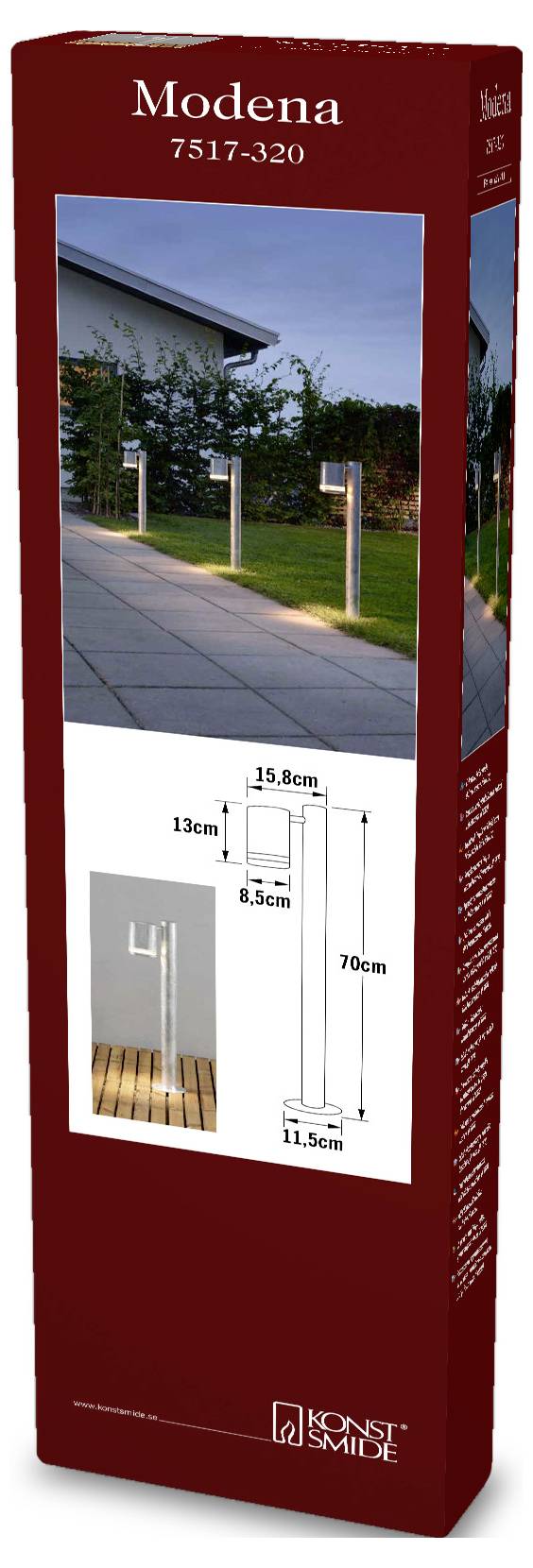 Konstsmide 7517-320 Modena Außenstandleuchte GU10 35W Galvanisiert