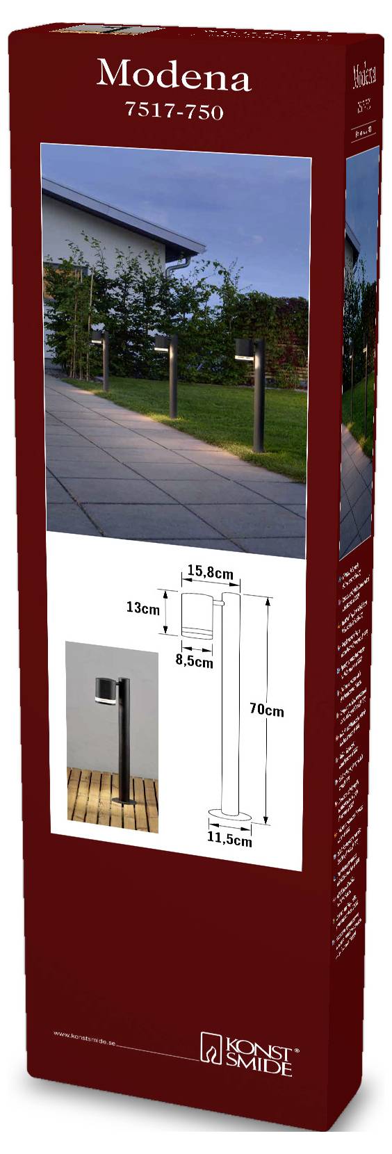 Konstsmide 7517-750 Modena Außenstandleuchte GU10 35W Schwarz