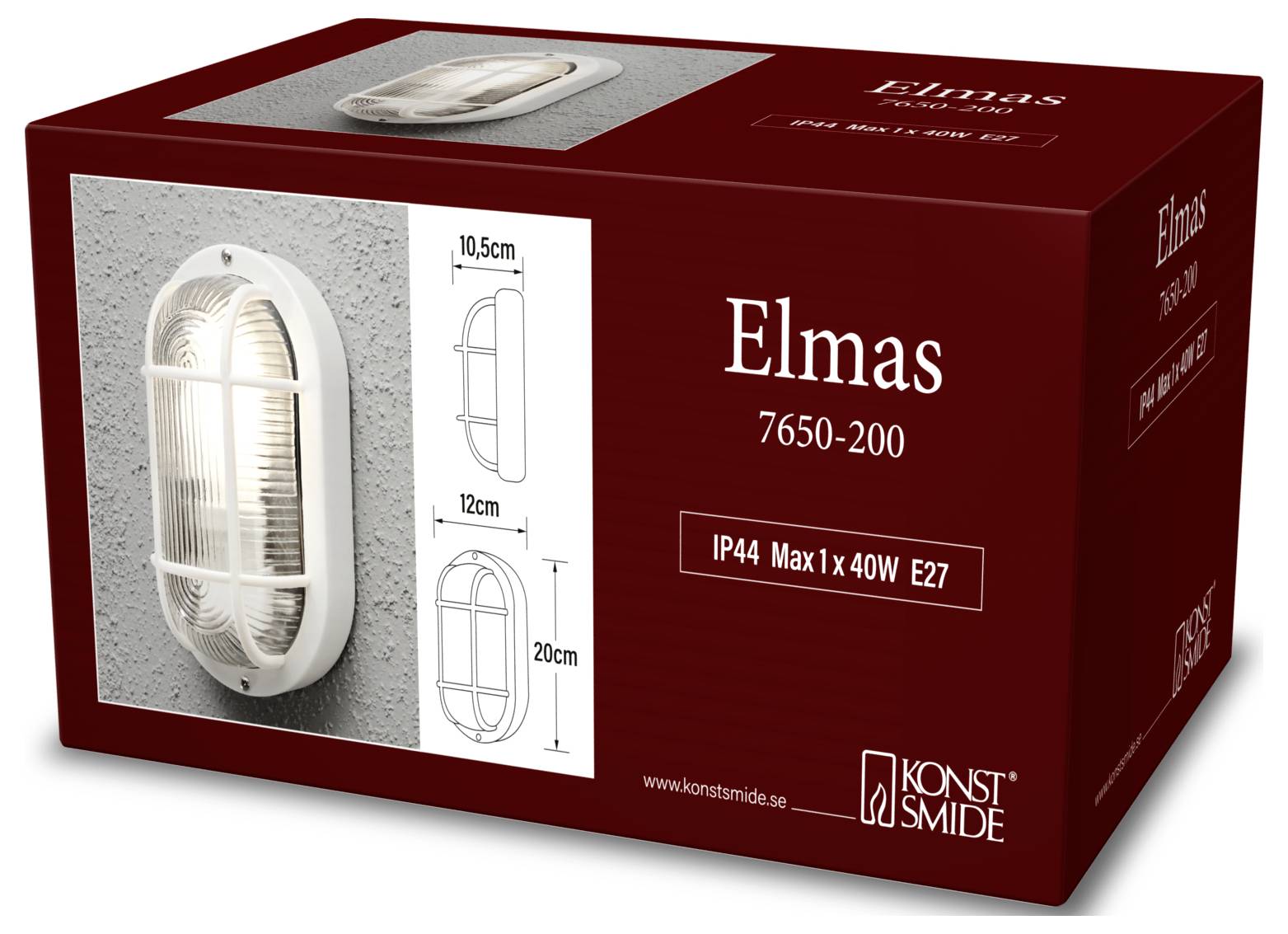 Konstsmide Elmas 7650-200 Außenwandleuchte E27 40W Weiß