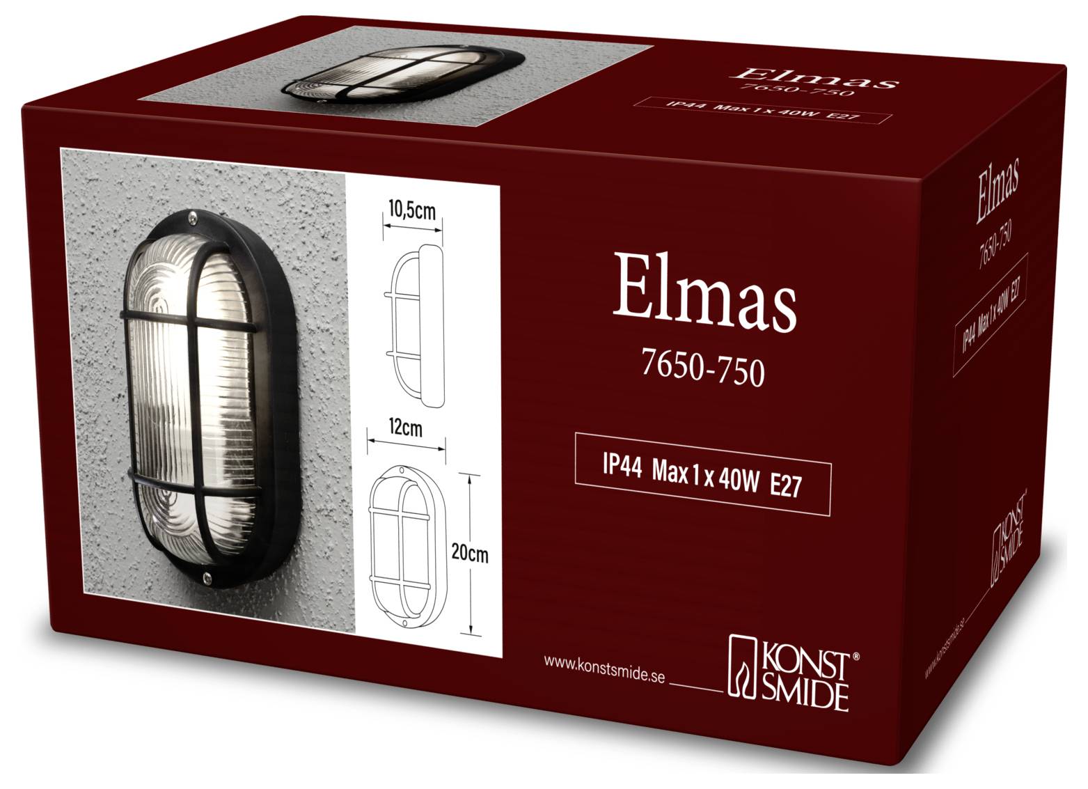 Konstsmide Elmas 7650-750 Außenwandleuchte E27 40W Schwarz