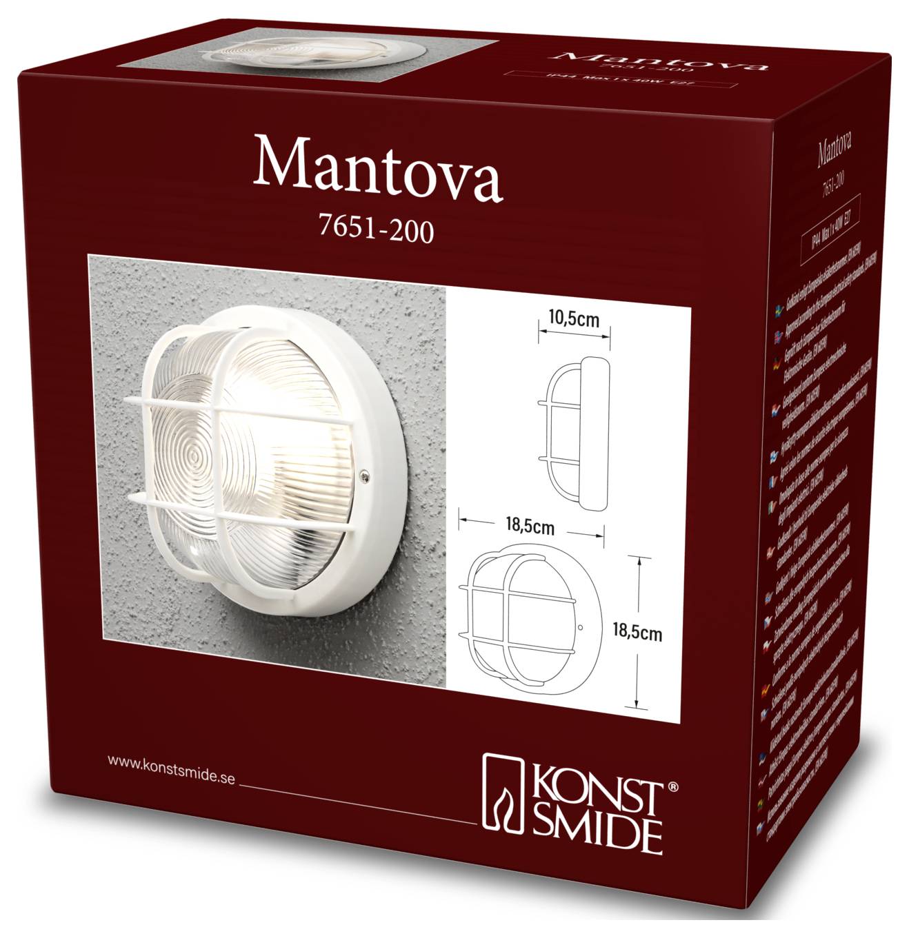 Konstsmide Mantova 7651-200 Außenwandleuchte E27 40W Weiß