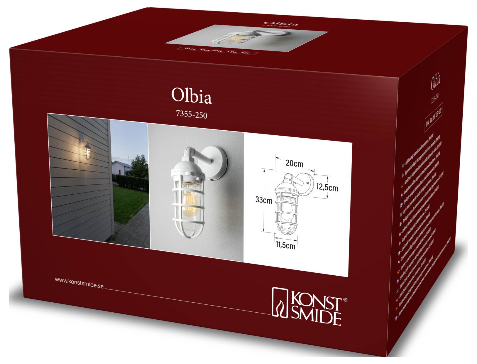 Konstsmide Olbia 7355-250 Außenwandleuchte E27 20W Weiß