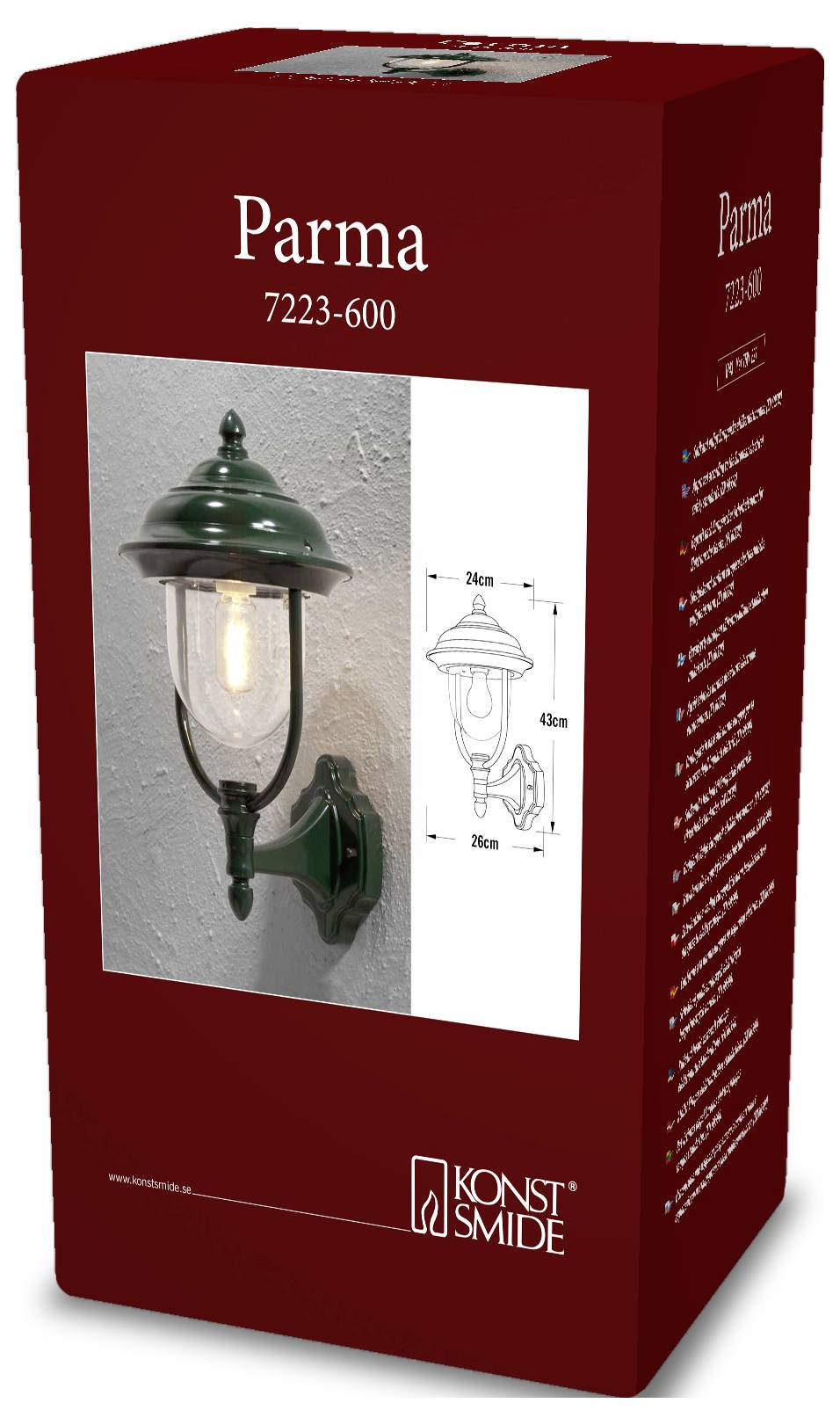 Konstsmide Parma 7223-600 Außenwandleuchte E27 75W Grün