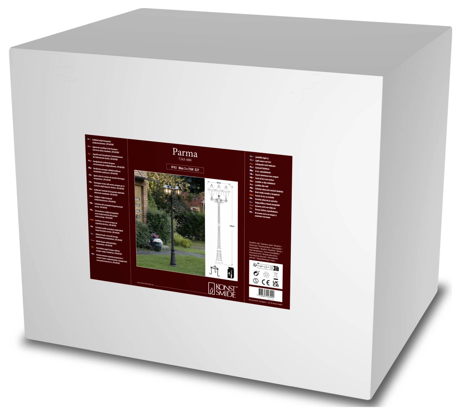 Konstsmide 7243-000 Parma Außenstandleuchte E27 225W Schwarz