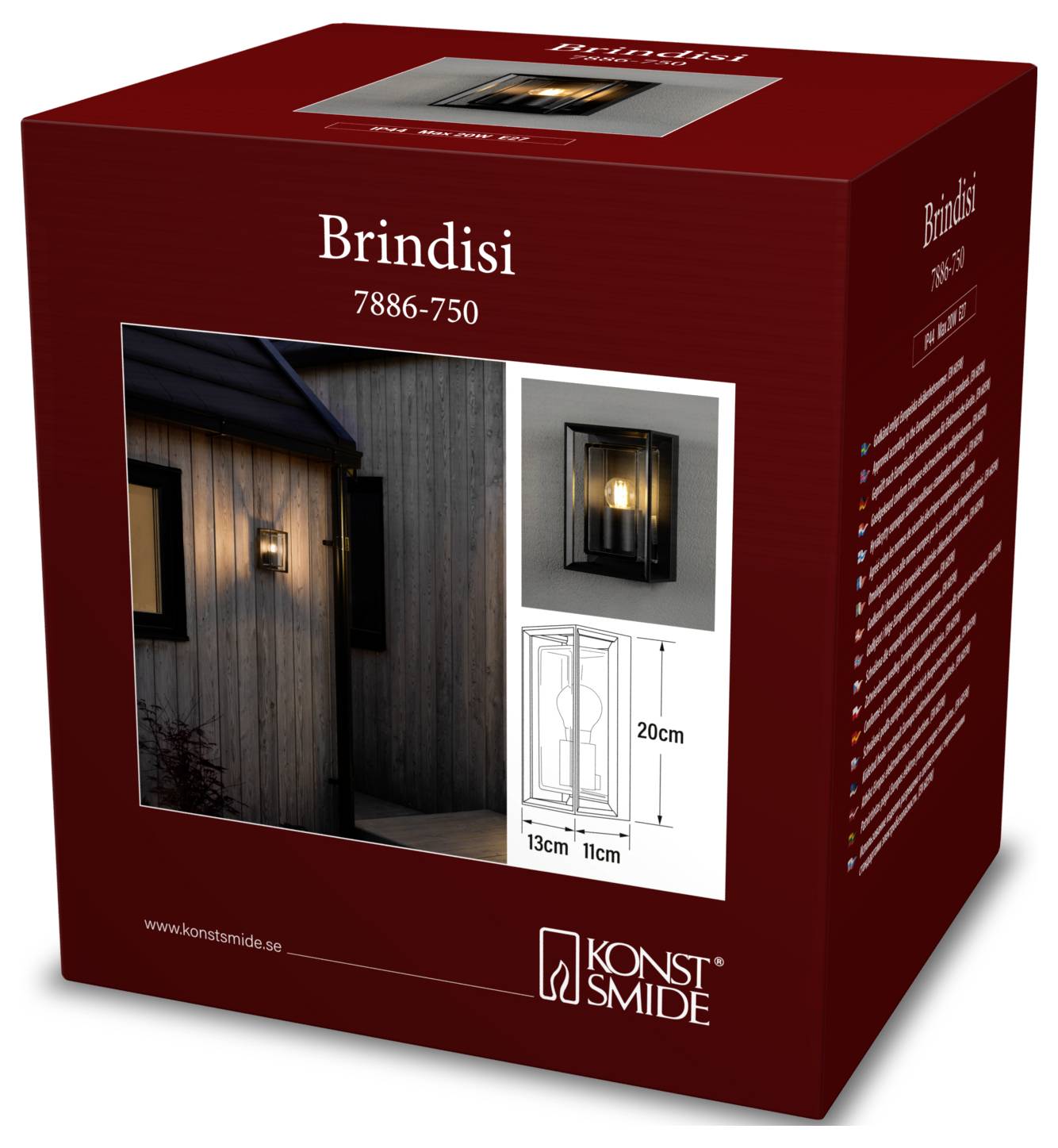 Konstsmide Brindisi 7886-750 Außenwandleuchte E27 20W Schwarz