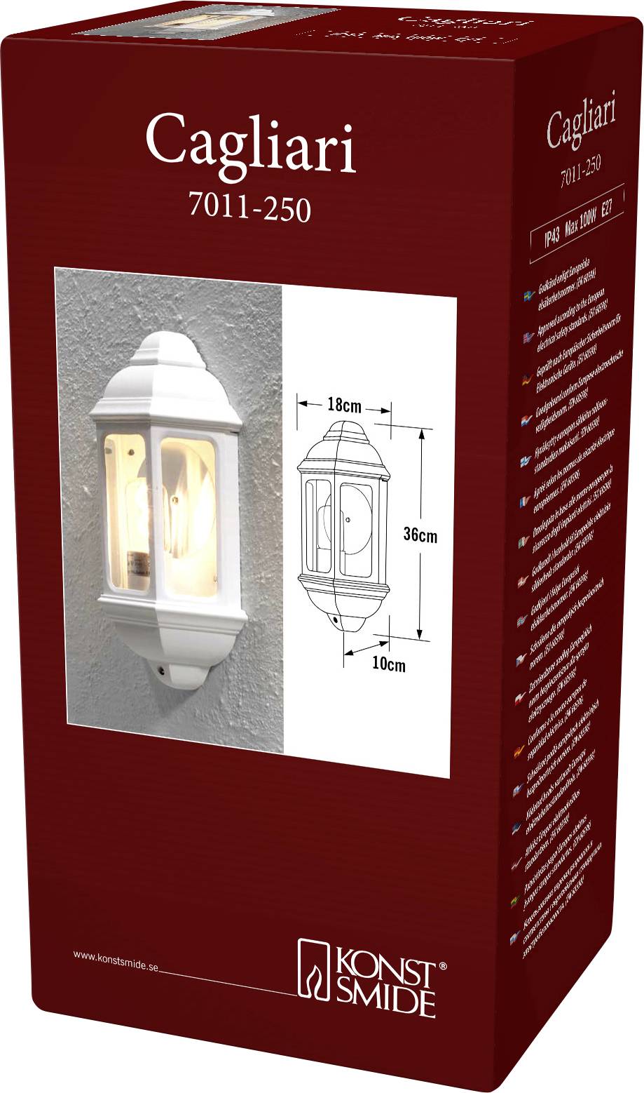 Konstsmide Cagliari 7011-250 Außenwandleuchte E27 100W Weiß
