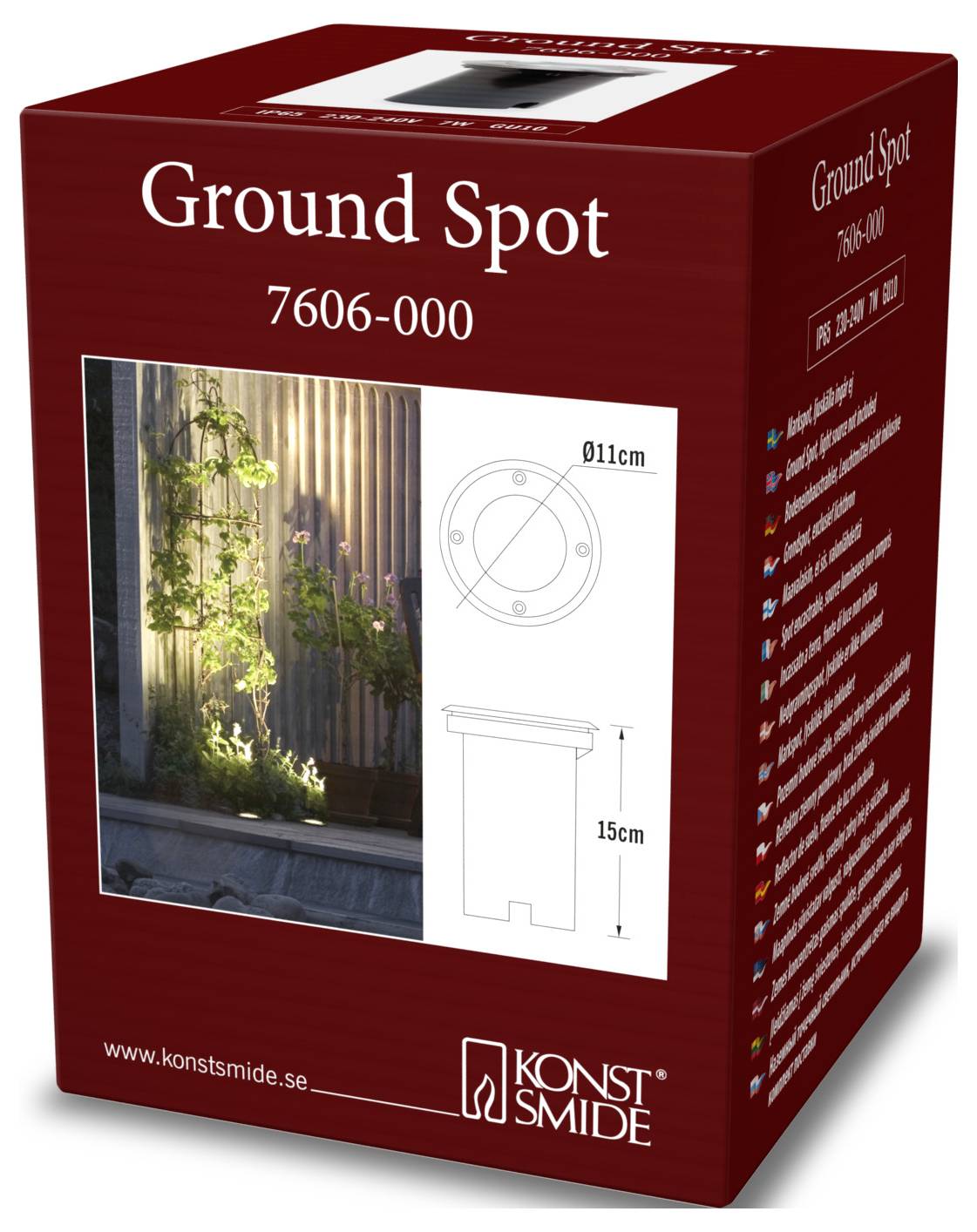 Konstsmide 7606-000 Bodeneinbauleuchte, Außeneinbauleuchte GU10 7W Edelstahl