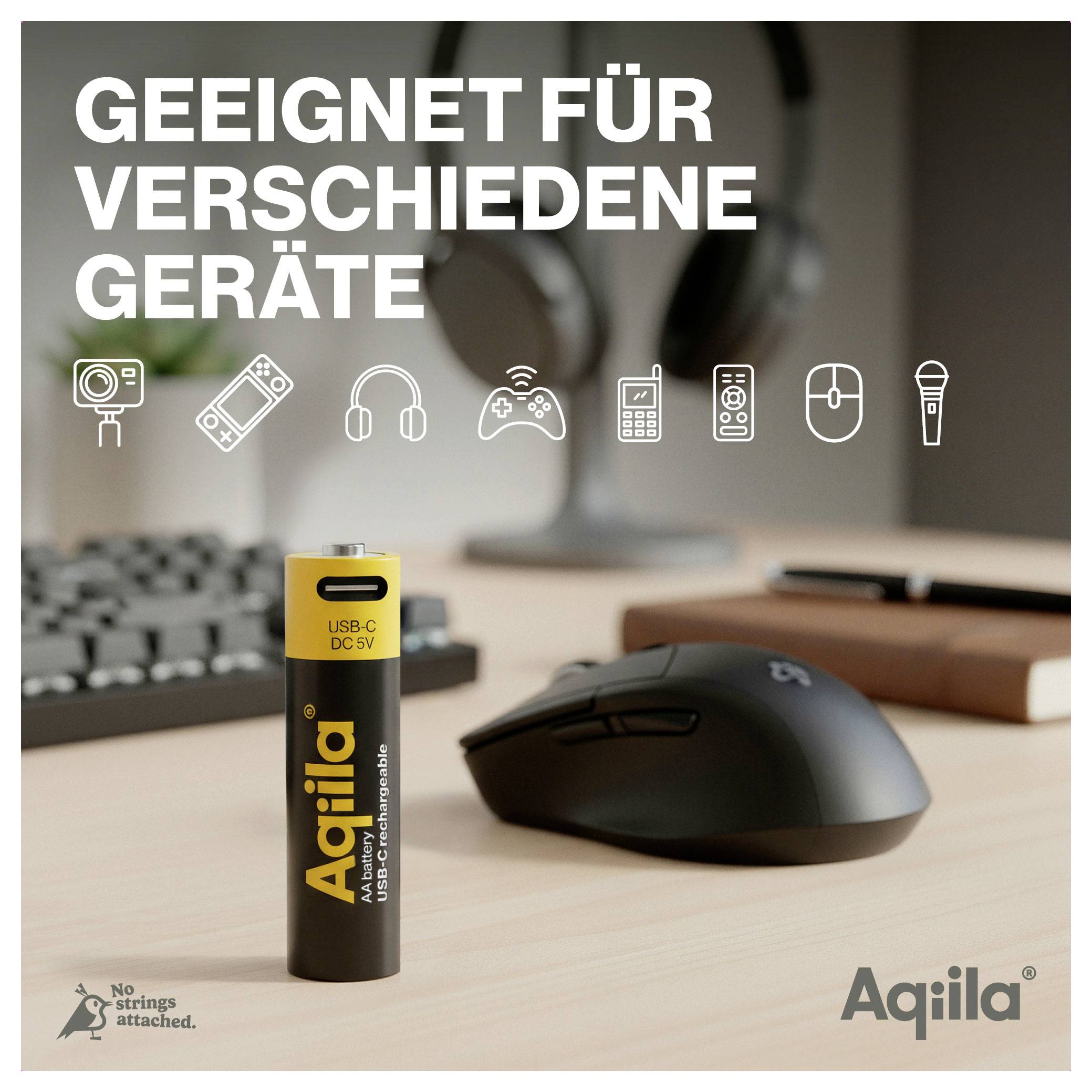 Aqiila AA USB-C® Akku Li-Ion 2000 mAh 1.5 V 4 St.