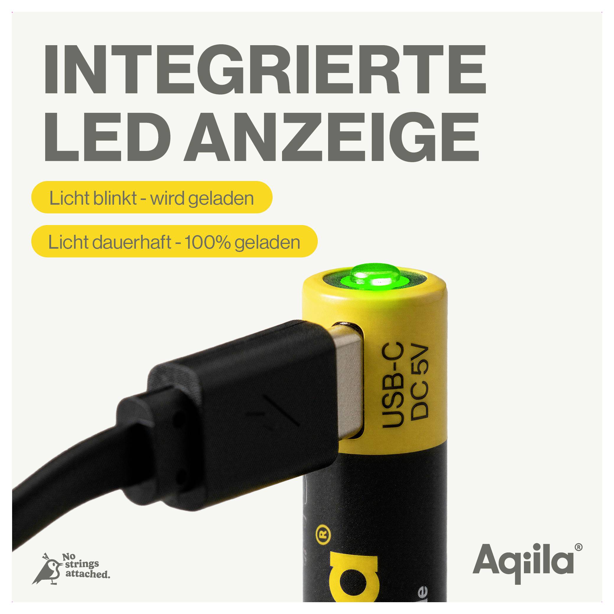Aqiila AAA USB-C® Akku Li-Ion 600 mAh 1.5V 4St.