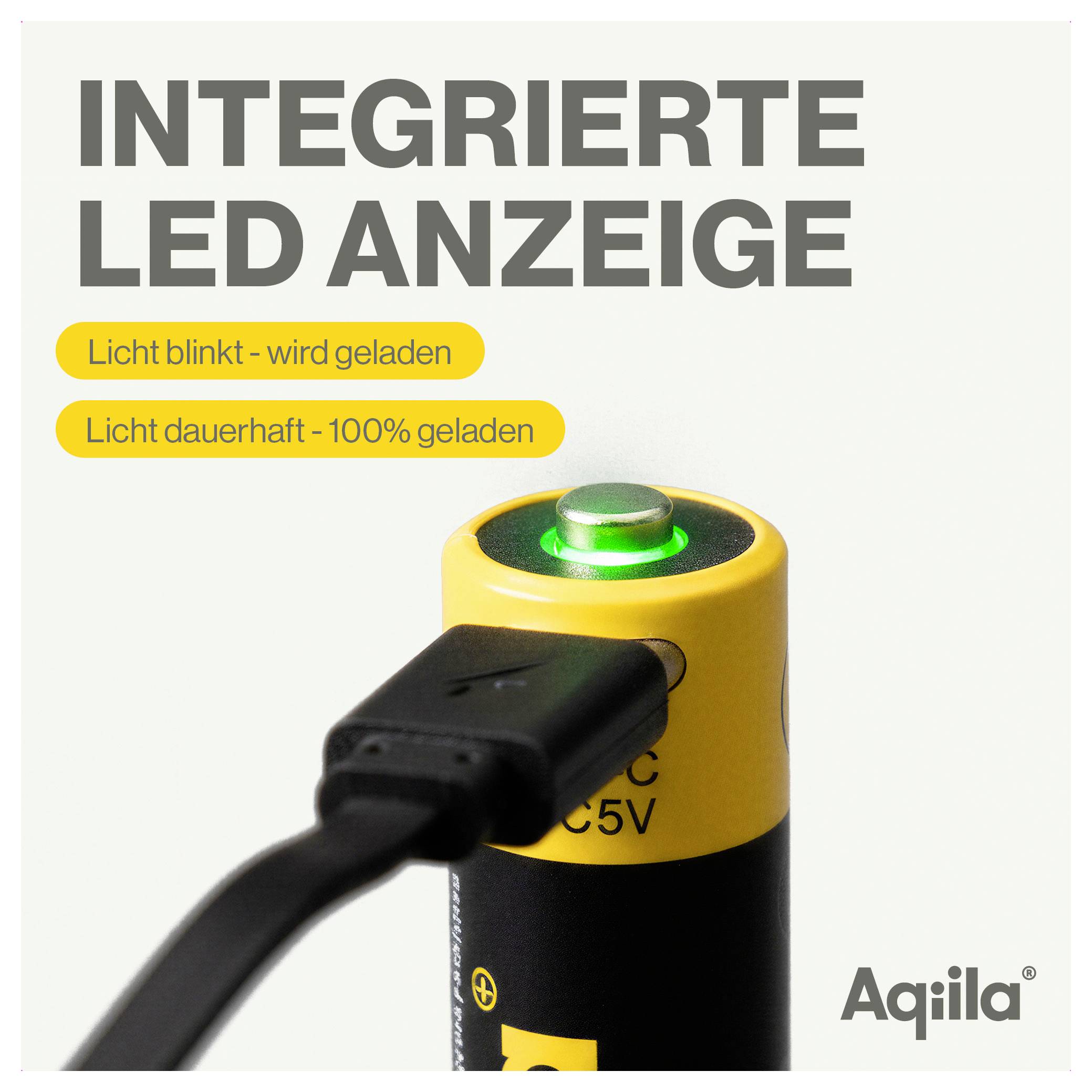 Aqiila 18650 USB-C® Akku Li-Ion 2000 mAh 3.7V 1St.