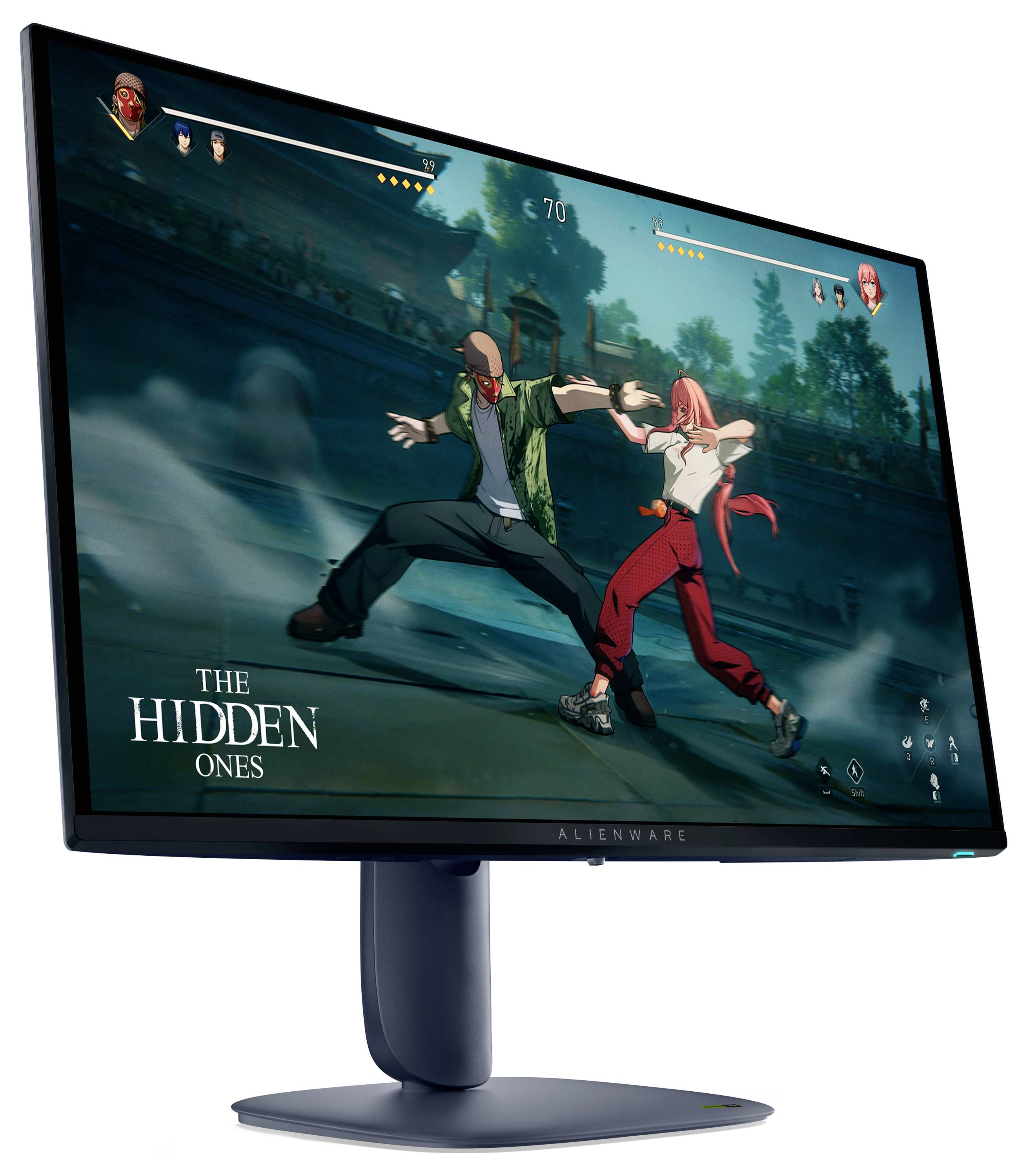 Ein Computerbildschirm, der eine Kampfvideospielszenerie mit dem Titel „The Hidden Ones