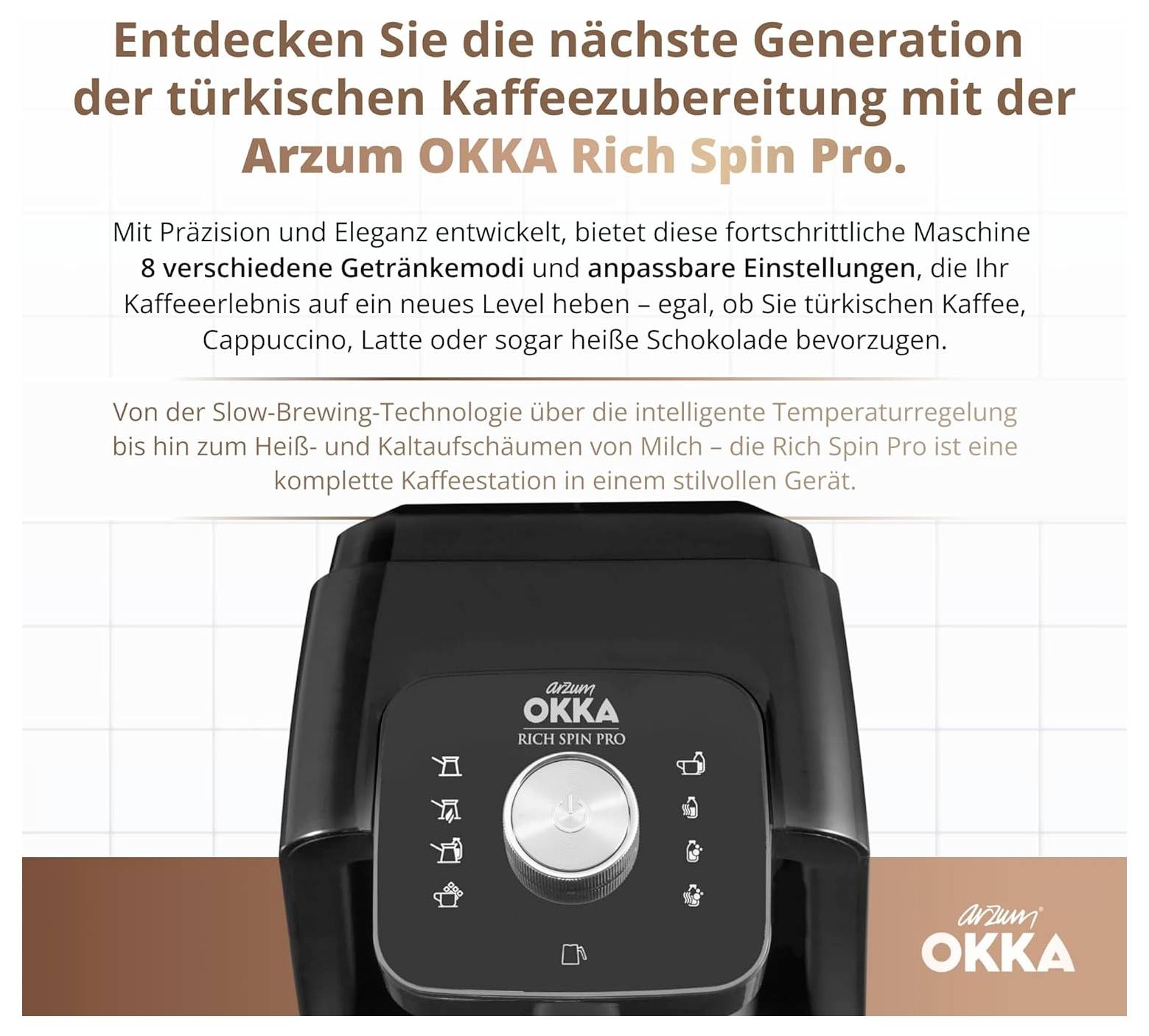 Arzum ESPRESSOKANNE mit MILCHAUFSCHÄUMER Kaffeemaschine Bronze Fassungsvermögen Tassen=5